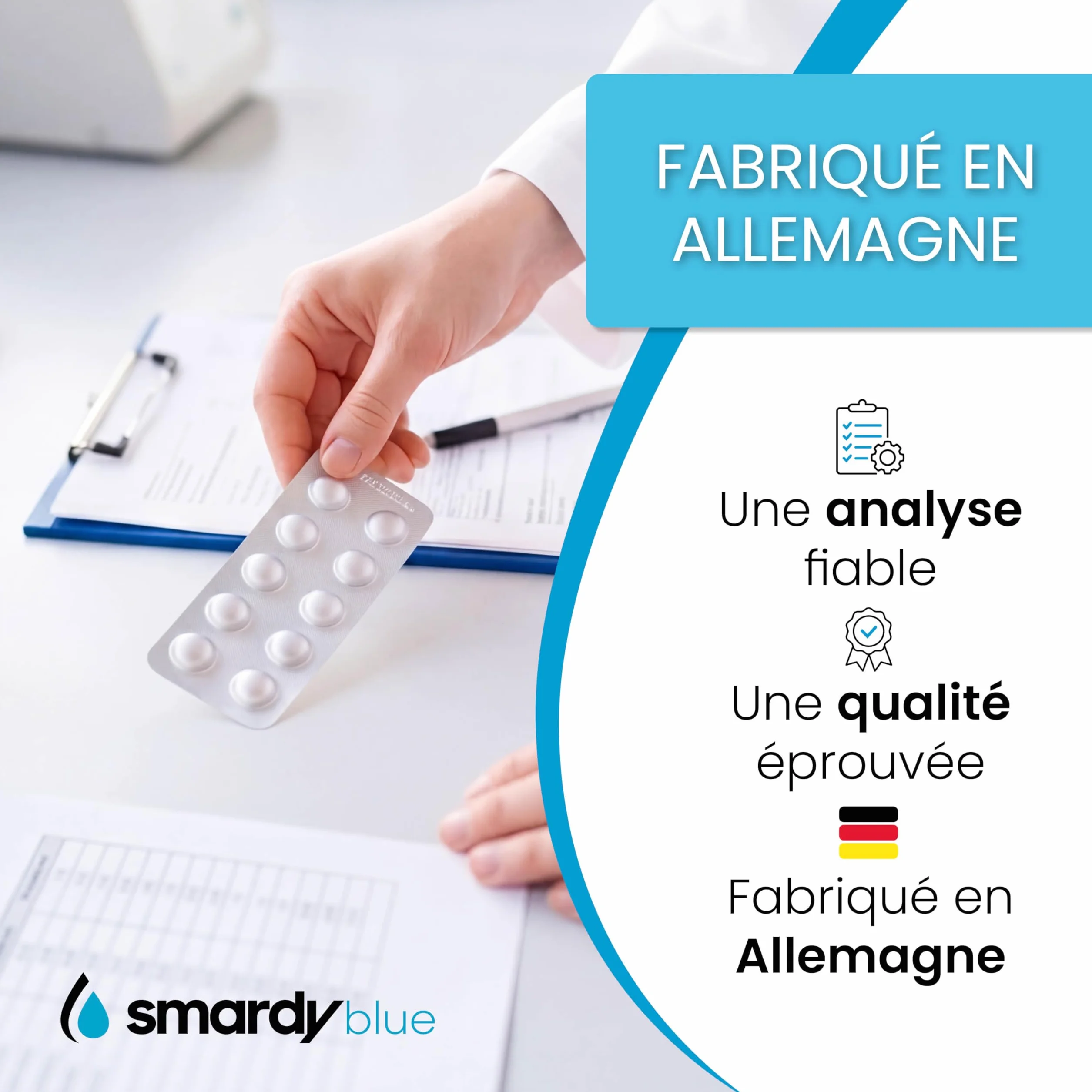 Pastilles Test Rapide pour Piscine & Spa - Test pH et Chlore avec Phenol Red & DPD1, Analyse Eau Piscine, Jacuzzi & Eau Potable, Tube à Essai, Made in Germany