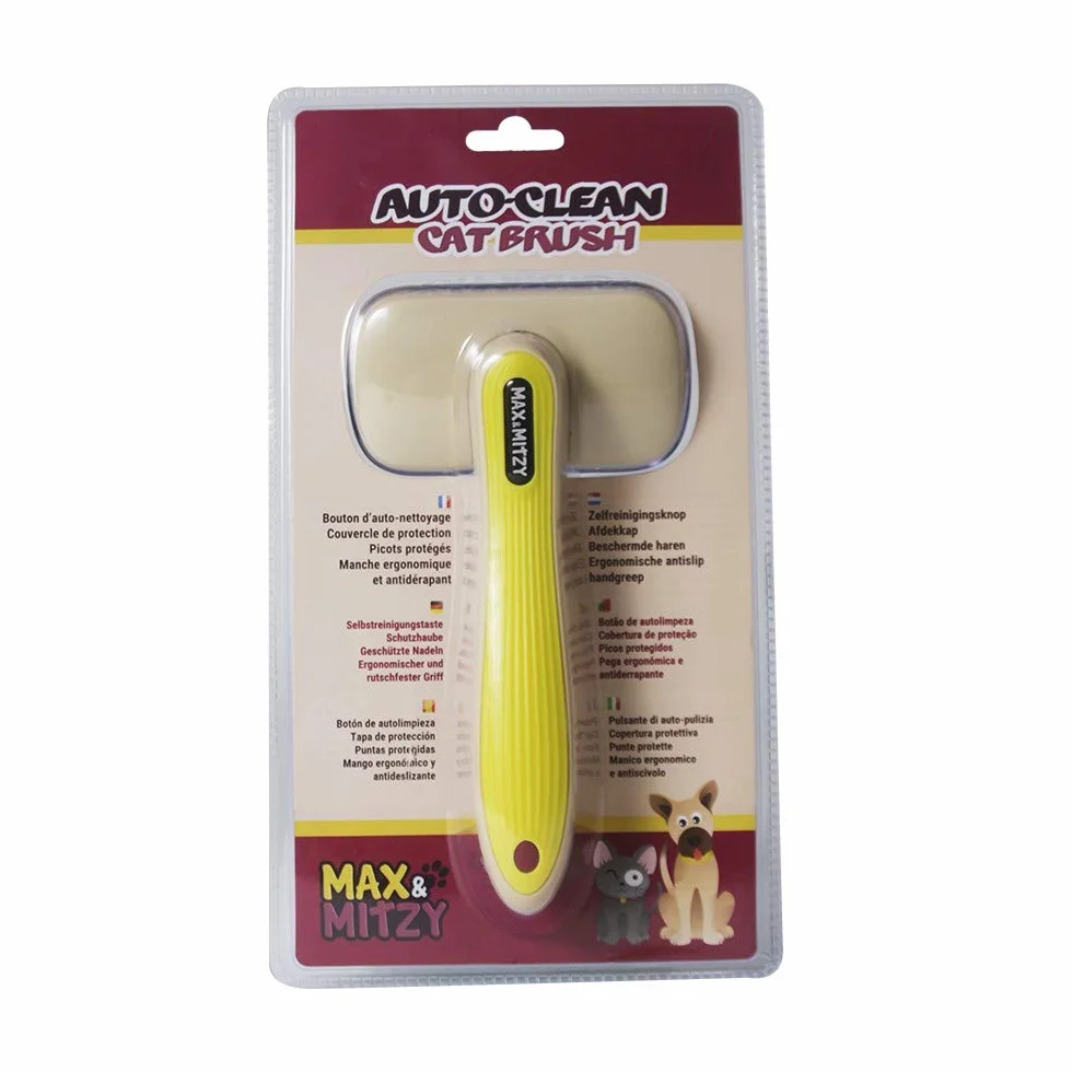 Passat Brosse Auto-nettoyante pour Chats Manche Ergonomique Couvercle Protection