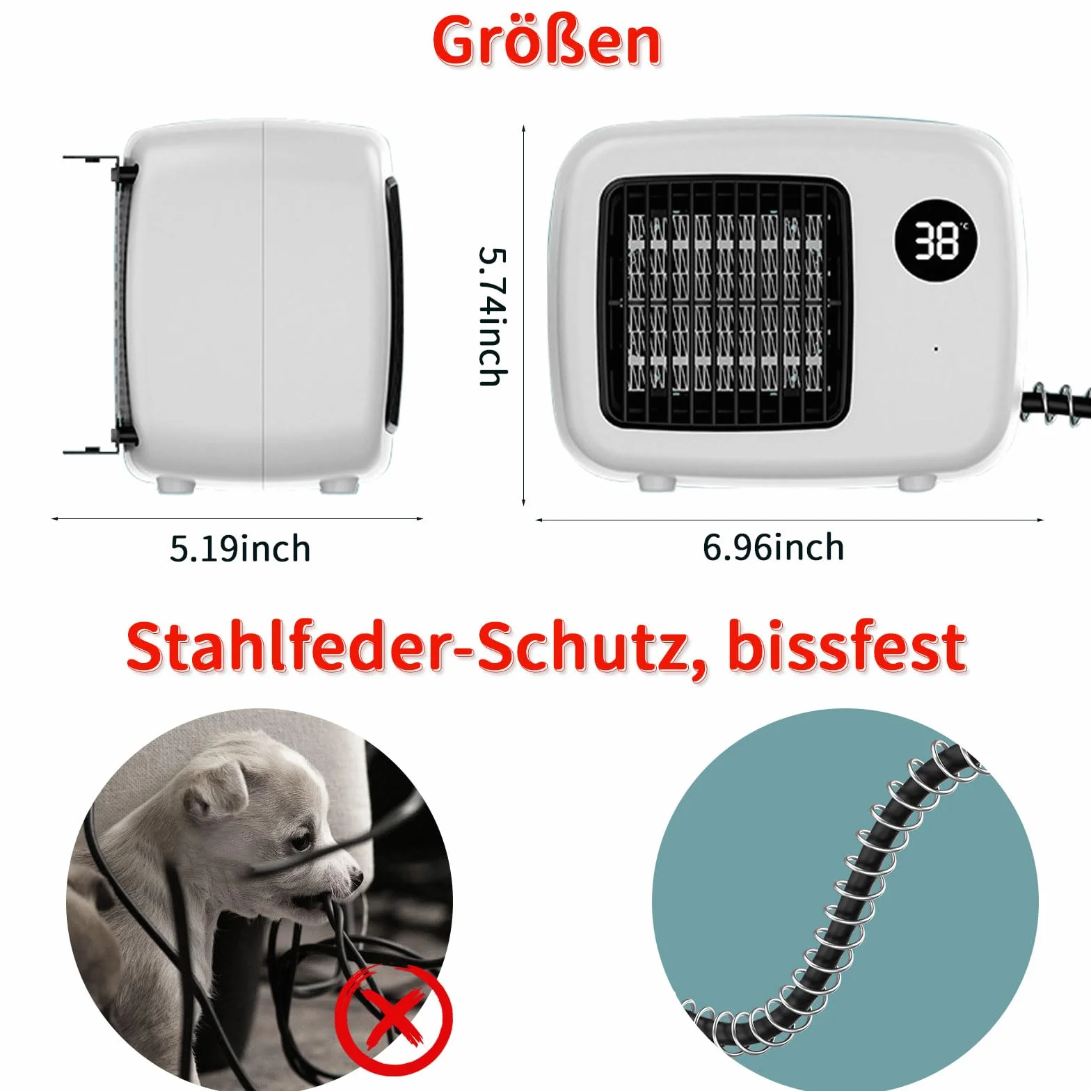 PAKESI Chauffage de Niche pour Chien 600W Thermostat Cordon Anti-mâchouillage Extérieur