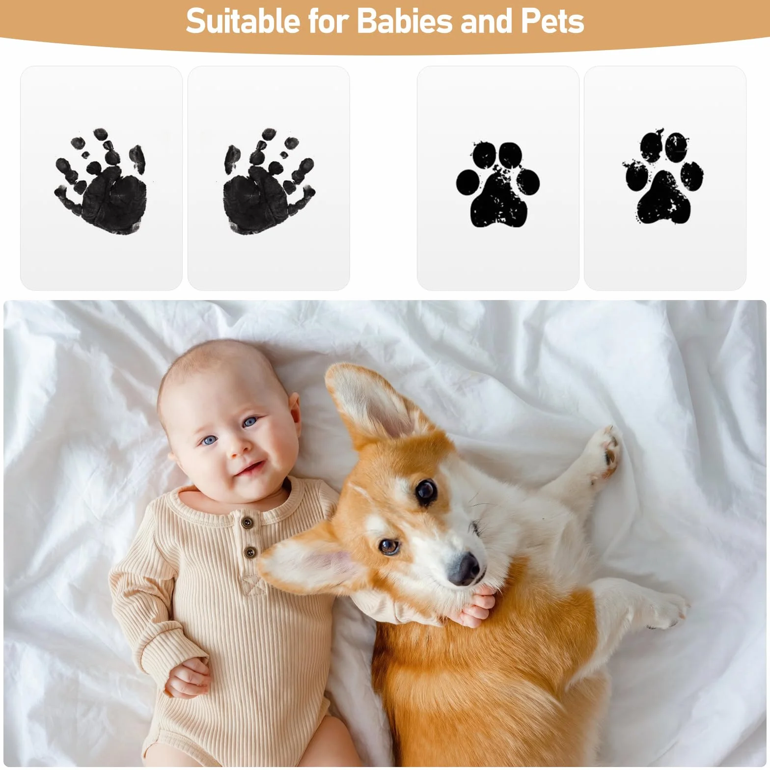 Kit Empreinte Bebe 8 Pièces avec Cadres Photo, Souvenir Nouveau-né