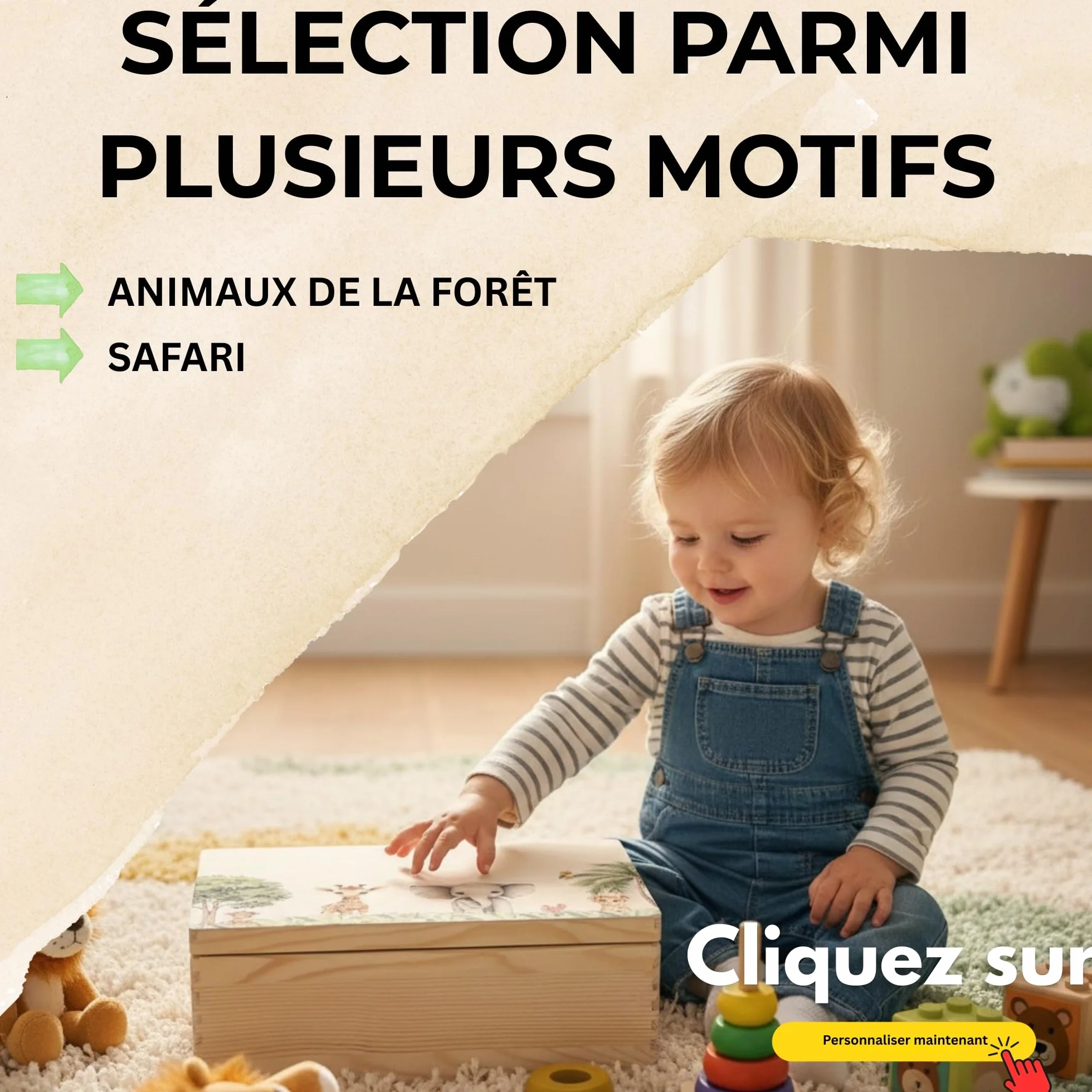 Boite Souvenir Bebe Personnalisée avec Nom Différentes Tailles Motifs Dates Naissance Inspirante