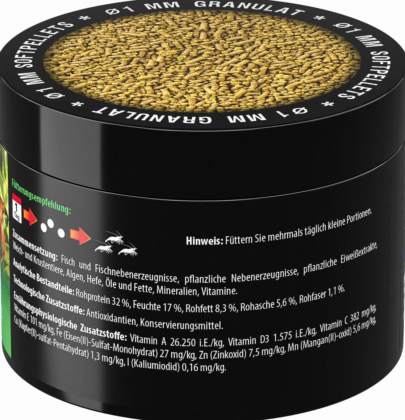 ARKA Shrimp Gran 150 ML granulés tendres pressés à Froid pour Neocaridina & Caridina favorise Croissance Couleurs mue digestibilité élevée