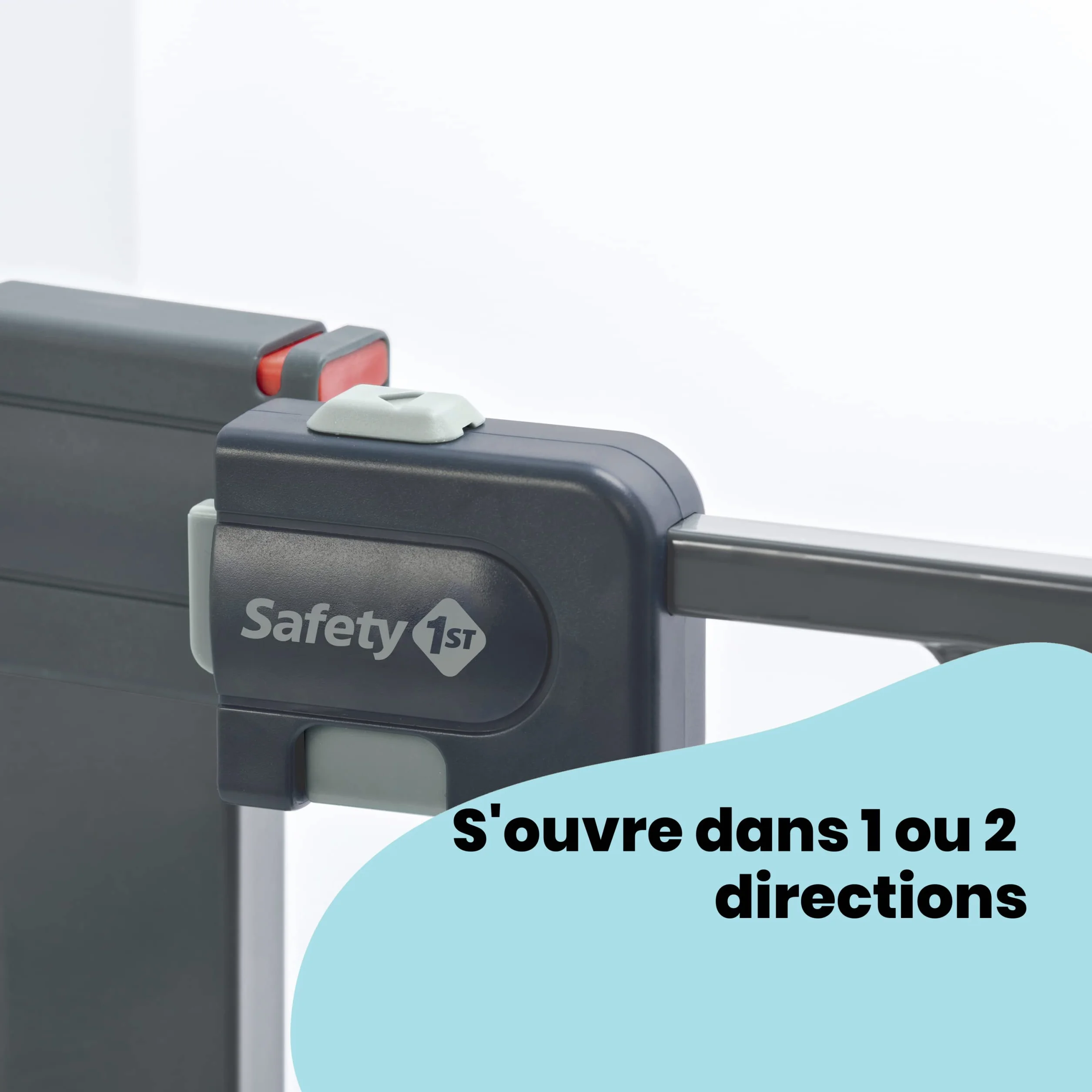 Safety 1st Easy Close Metal Gate, Barrière escalier enfant à pression 73-80 cm (max 108 cm), Double verrouillage, Noir