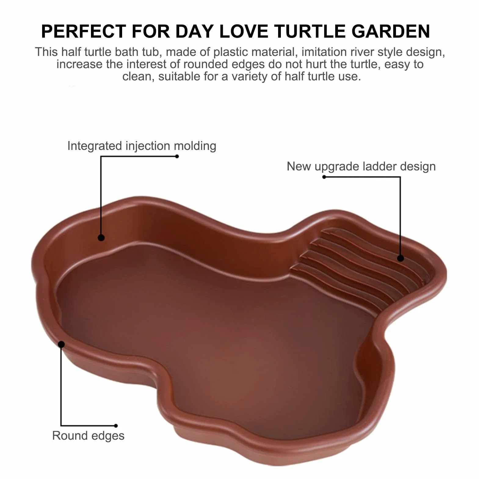 Baignoire Reptiles ABS avec Rampe, Grande Piscine Bain Tortue, Plat Alimentation Antidérapant, Ornement Aquarium Tortue
