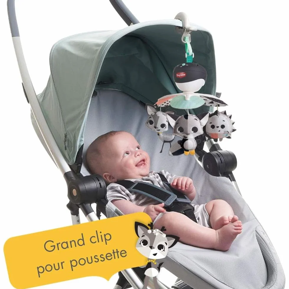 Tiny Love Mobile de Voyage 3-in-1 Musical Lit Bébé 0+ Mois Poussette Multi-usage 5 Mélodies 30 Min Musique Magical Tales Black & White