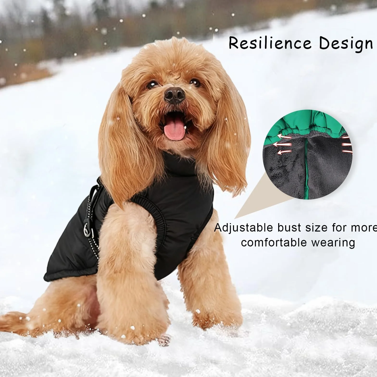 ZoneYan Imperméable Manteau pour Chien Hiver Petite Taille avec Harnais Réfléchissants Réglable Veste Chauds Chiens