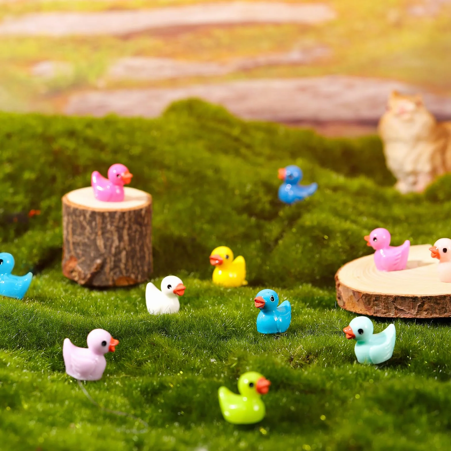 Lot de 100 Mini Canards en Résine 10 Couleurs Canards Miniatures pour Aquarium Jardin Paysage