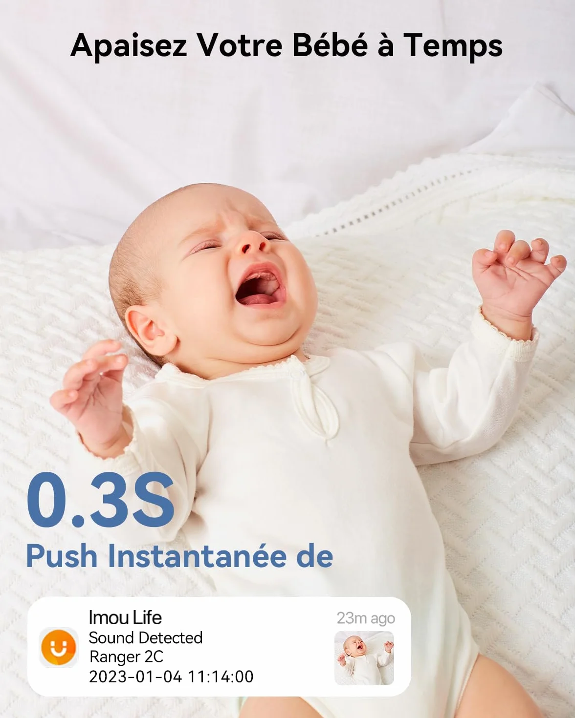 Imou 2K 3MP Caméra Surveillance WiFi Intérieure 360° Connectée Smartphone Détection Humaine AI Suivi Intelligent Sirène Audio Bidirectionnel Compatible Alexa