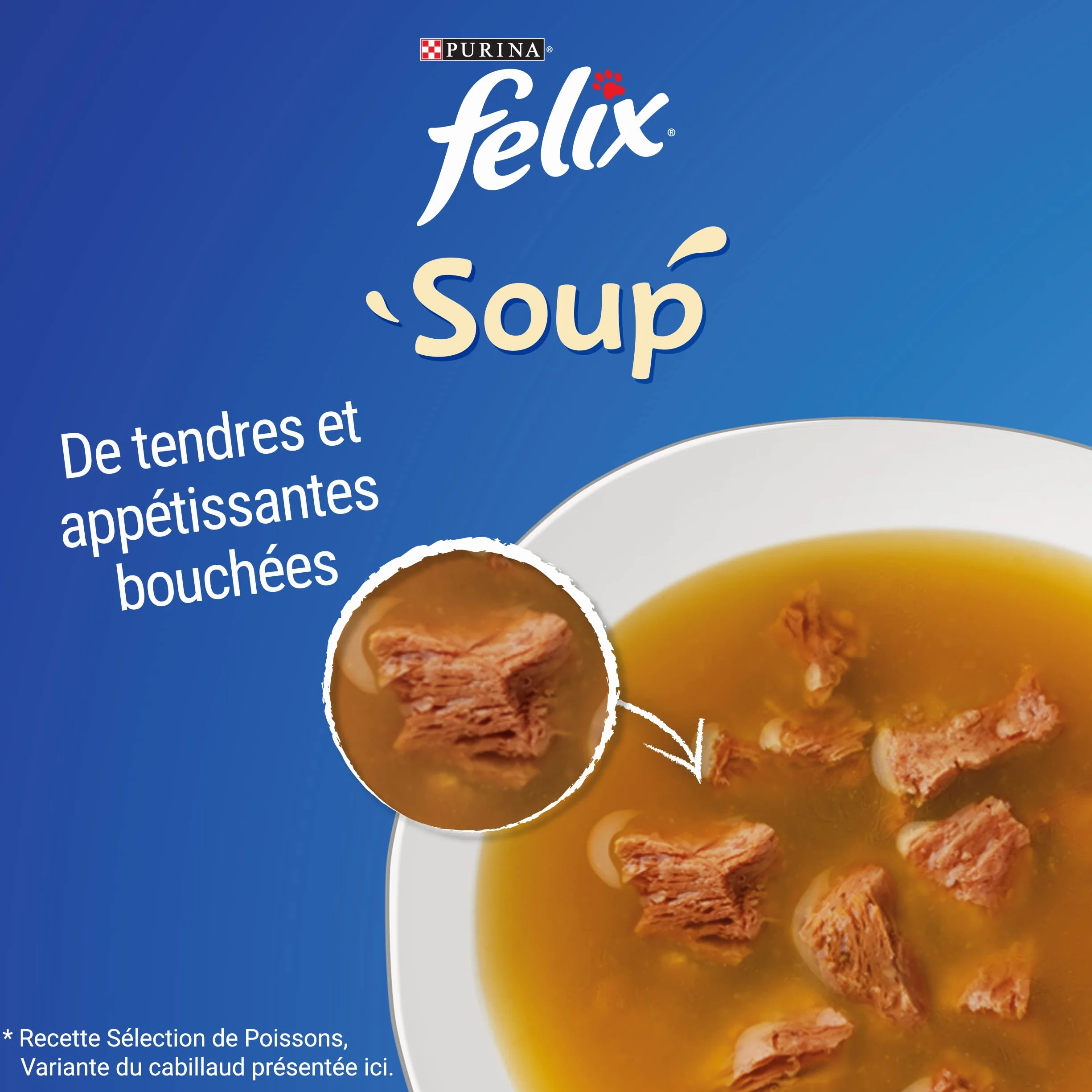 Felix Soup Original Au Poisson Cabillaud Thon Carrelet Sachet Fraîcheur Lot 8x 6x48g Aliment Humide Chat Adulte
