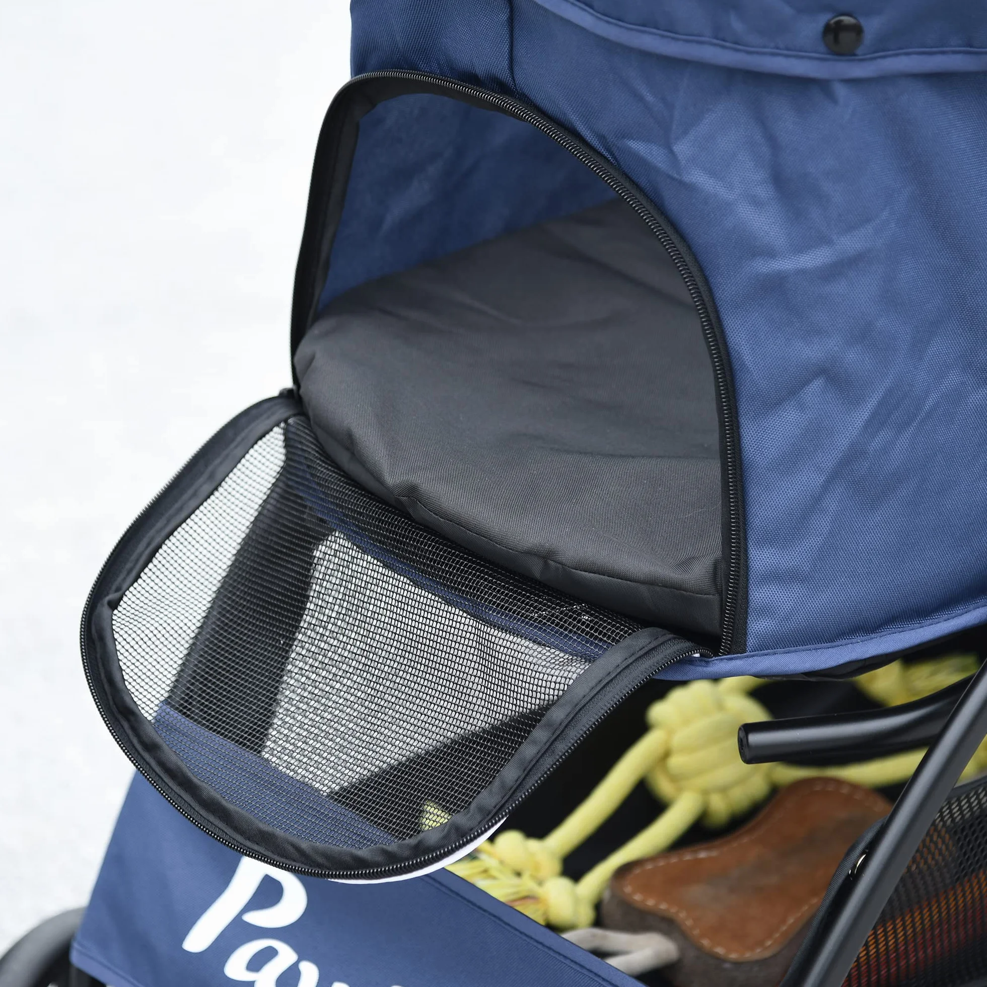 PawHut Poussette Buggy Pliable pour Chien et Chat, Tissu 600D Oxford, 4 Roues, Bleu