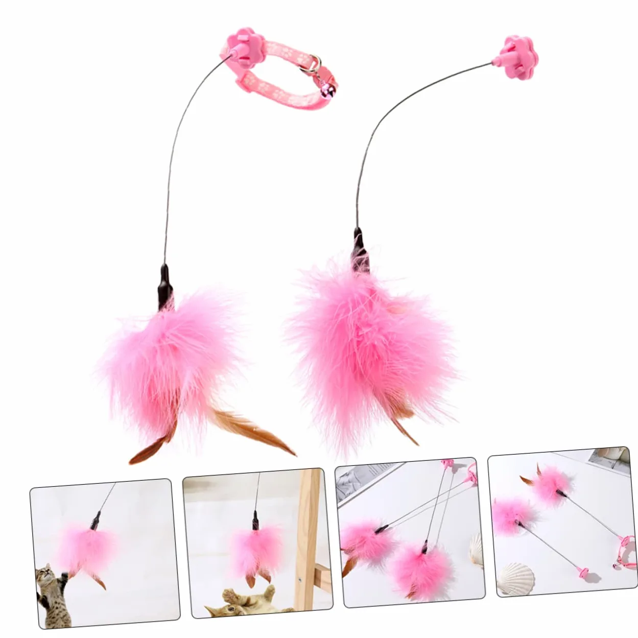 Milisten 2pièces Jouets Interactifs pour Chats avec Plumes Canne à Jouer pour Instinct De Chasse des Félins Idéale pour Jeu Intérieur