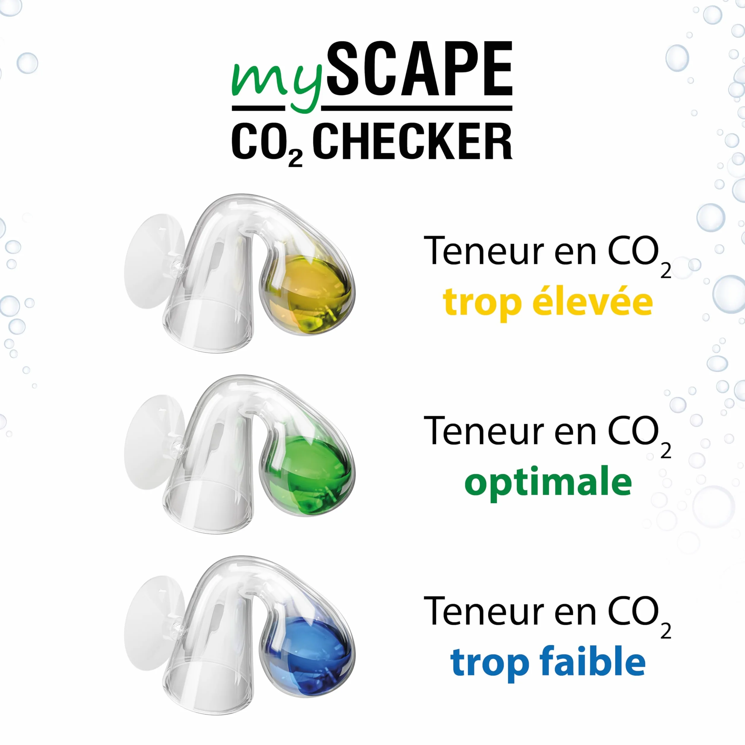 ARKA Testeur CO2 Aquarium mySCAPE-CO2 Checker avec 15 ML indicateur – Test Permanent avec Code Couleur – contrôle précis CO2 Plantes – Indispensable pour aquascaping Eau Douce