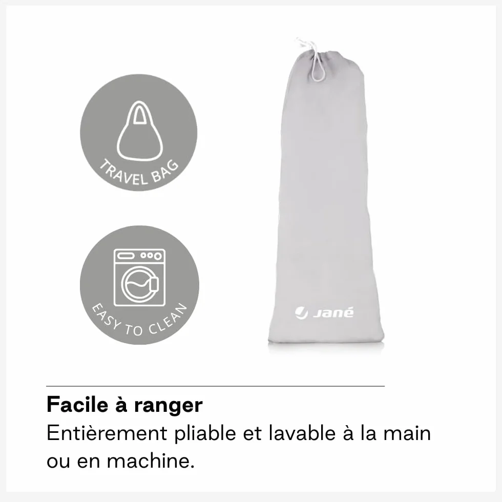 Jané Barrière de Lit Rabattable 140 cm, Extra Haute, Maille Respirante, Sac de Transport Inclus, Gris