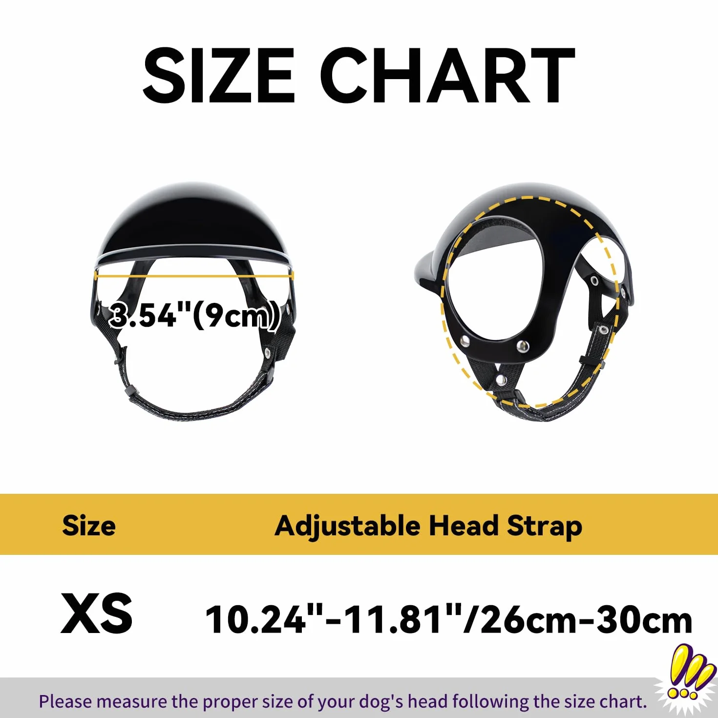 Casque pour chien extra petit avec trous d'oreille – Chapeau réglable et robuste pour activités de plein air/moto/vélo, noir, taille XS