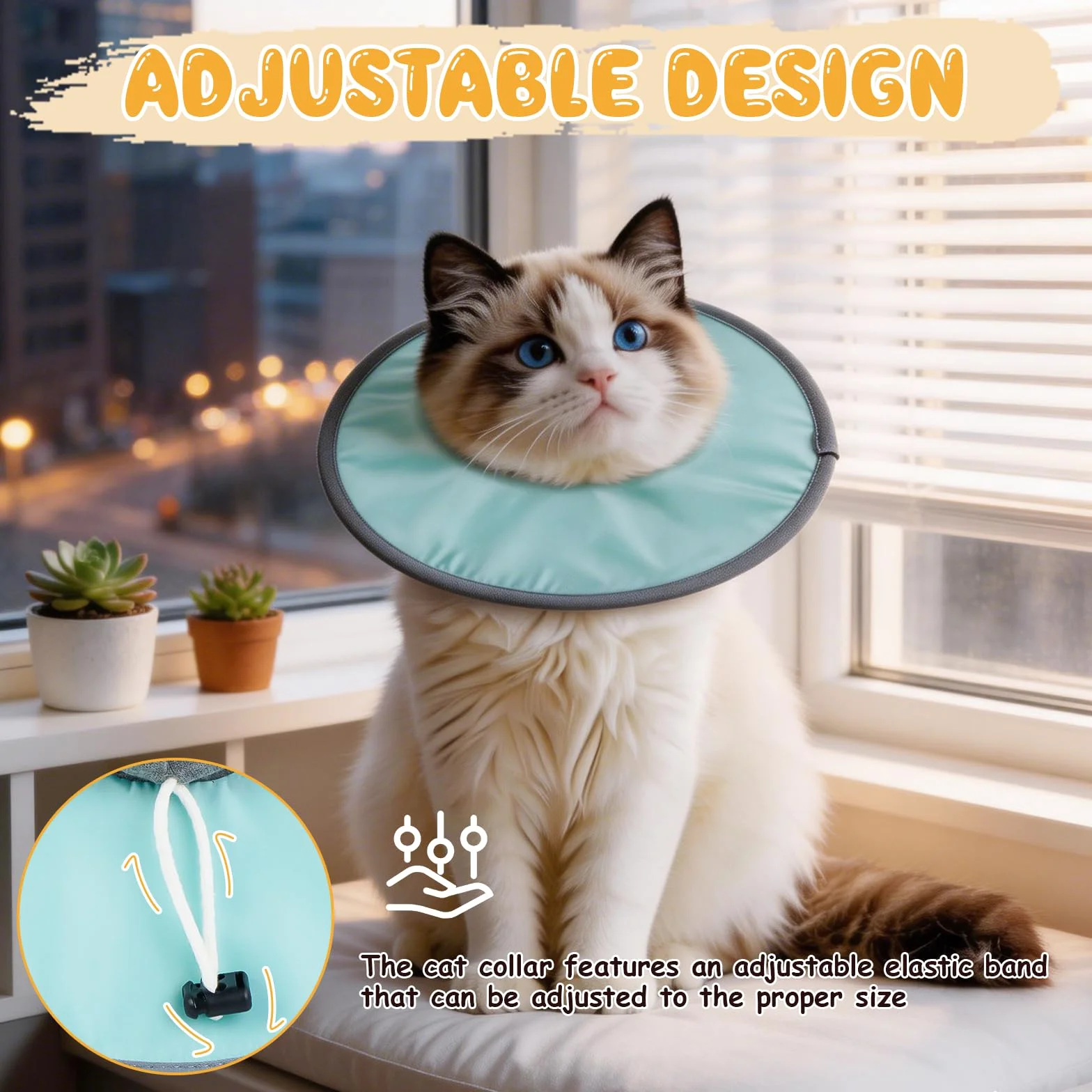 Collerette Chat Anti Lechage Souple Imperméable Ajustable Pliable pour Chat Chaton