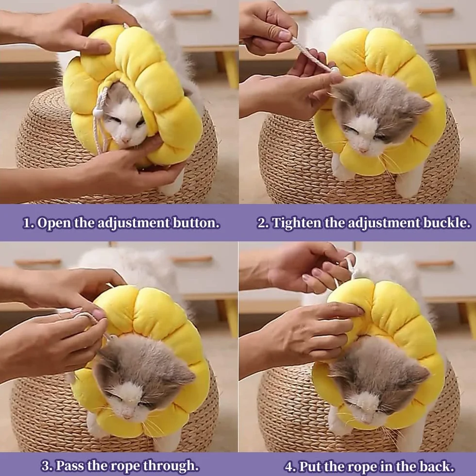 Collier de Protection pour Chat Anti-Léchage Réglable Doux 8-25 cm