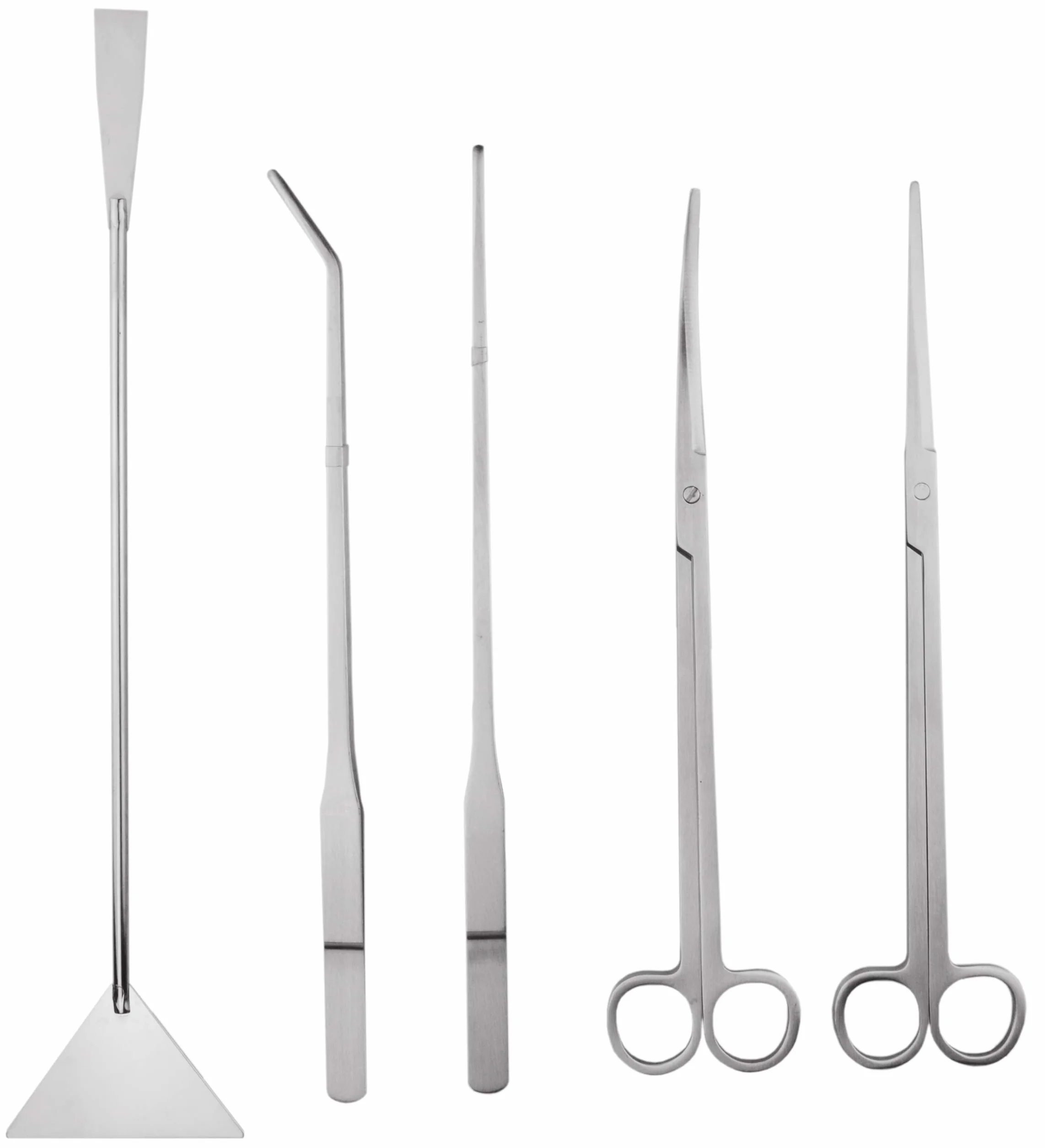 Générique Acier Inoxydable Aquarium Aquascaping Kit Pince à épiler Ciseaux Spatule 5 Outils