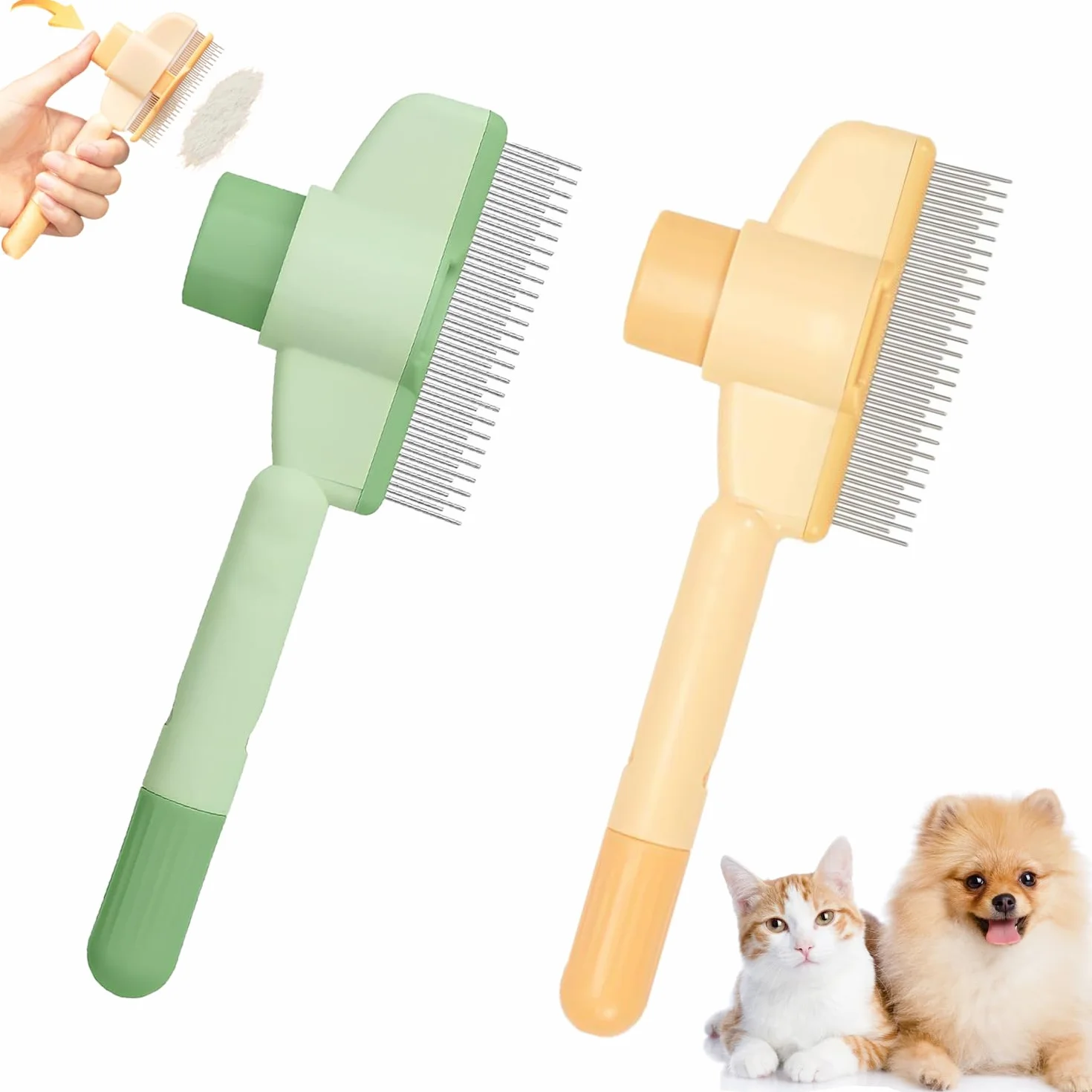 Peigne de Toilettage pour Chat avec Bouton D'épilation, Brosse Animaux de Compagnie, Acier Inoxydable