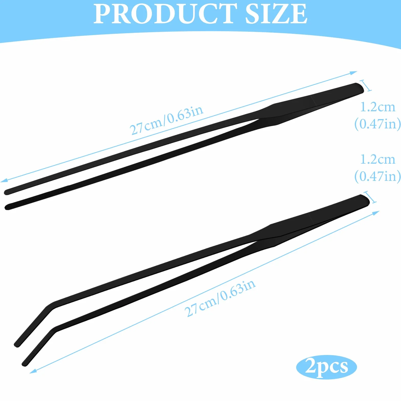 Pince Aquarium 27cm Acier Inoxydable pour Reptiles Lézards Serpents Terrarium Noir