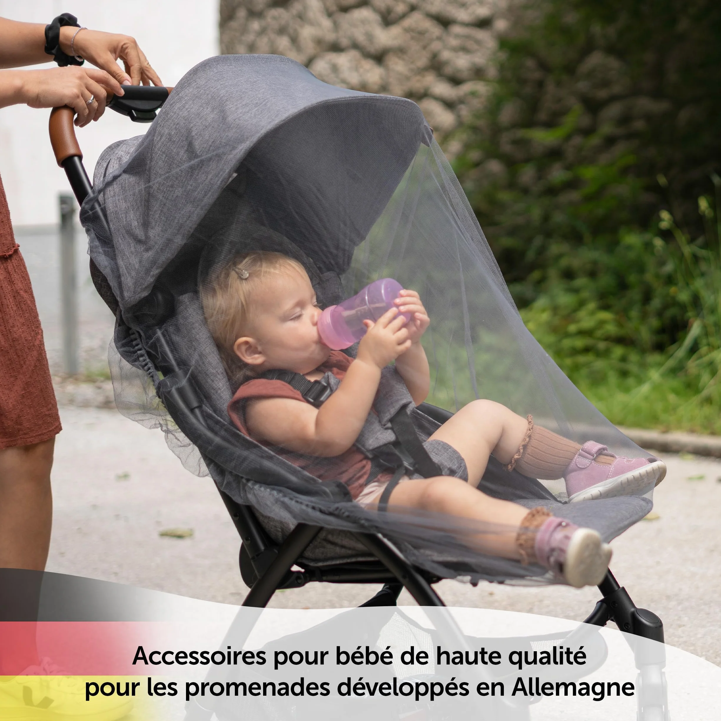Zamboo Moustiquaire Poussette Universelle Filet Anti Moustique Protection Fine Résistante Lavable Gris