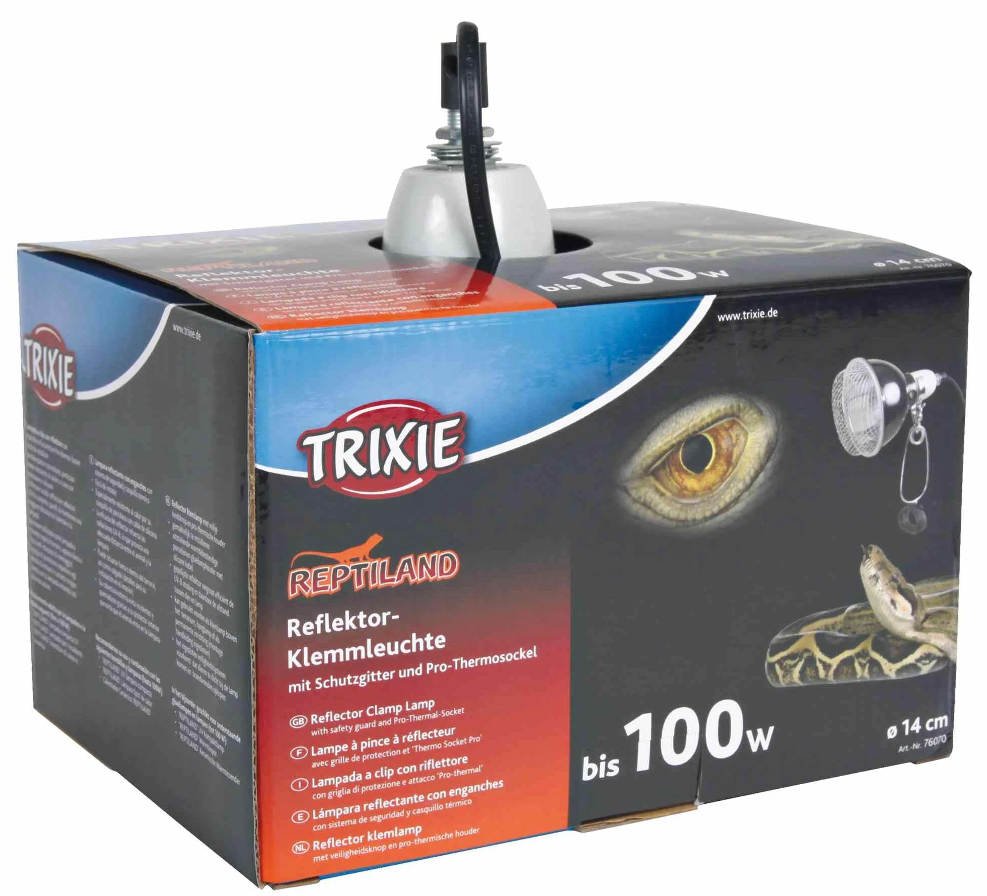 TRIXIE Lampe à pince UV-B 75W E27 pour terrariums avec grille de protection