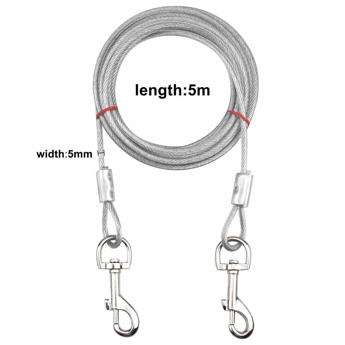 Câble d'attache pour Chiens jusqu'à 80 kg, Animaux de Compagnie Plomb, Blanc 5M