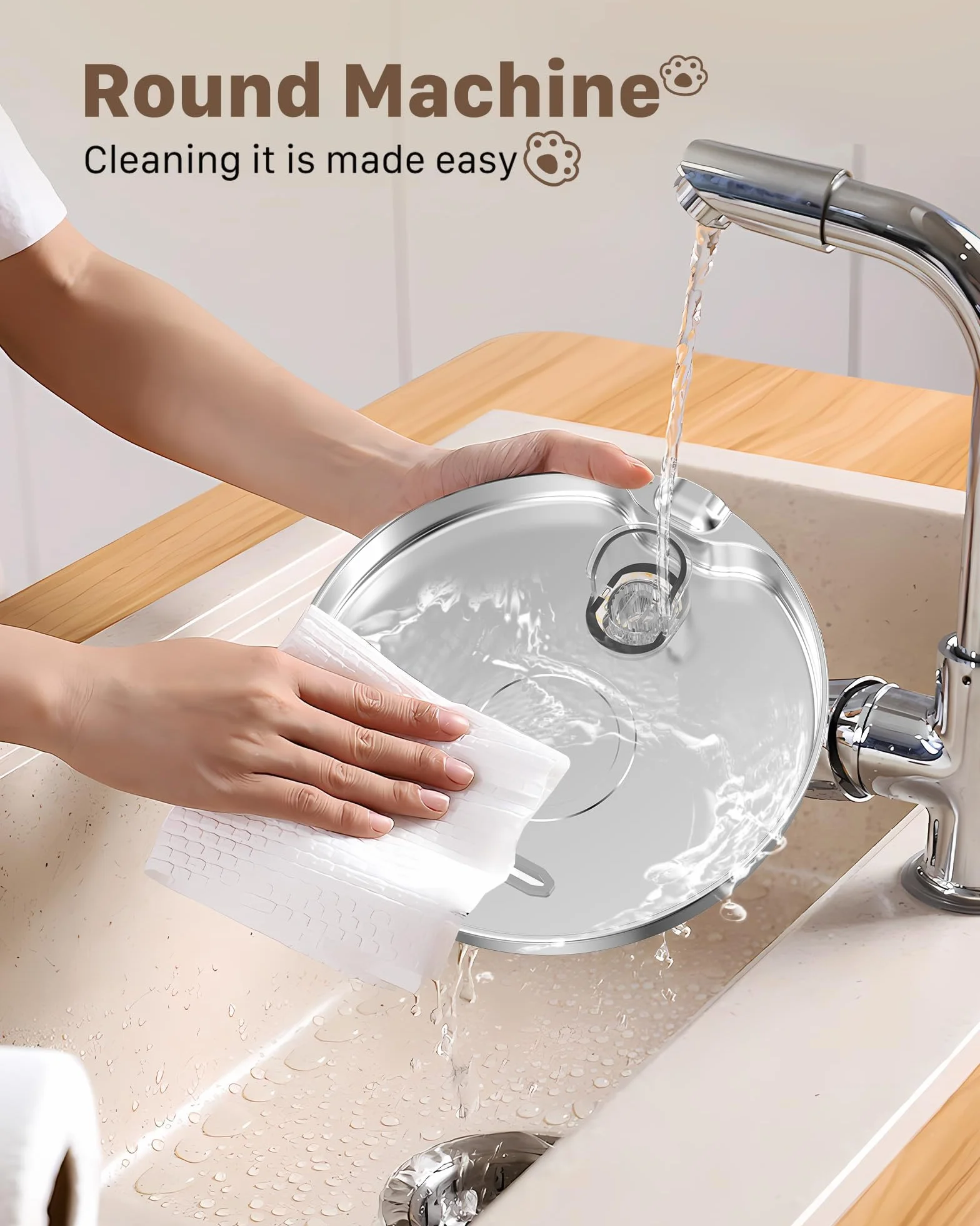 Fontaine à Eau pour Chat Automatique INOX 2,2L avec Filtre - Silencieux Distributeur Eau Chats