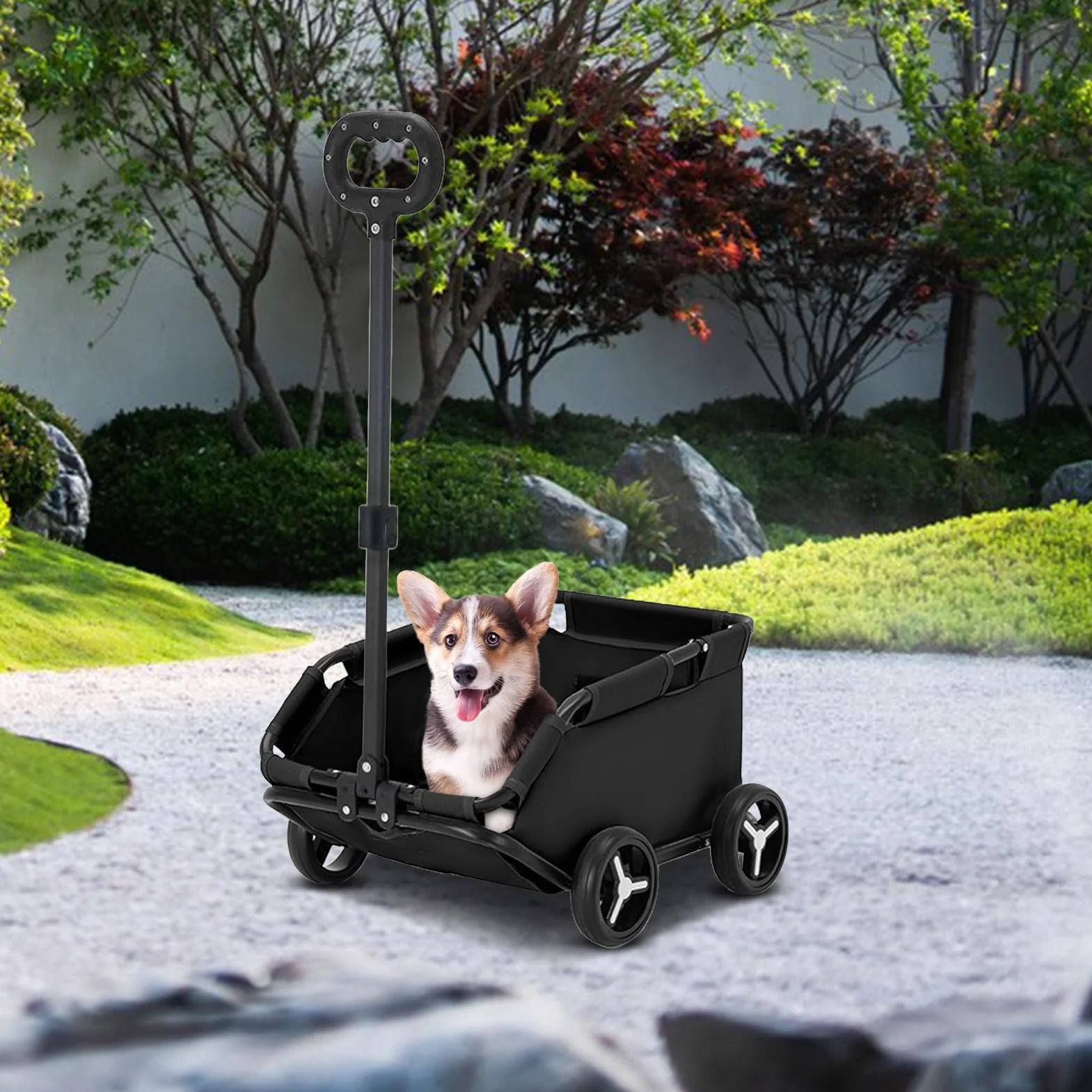 Poussette pour chiens de petite taille cage de transport à roulettes pliable 4 roues pour chats chiots animaux voyages