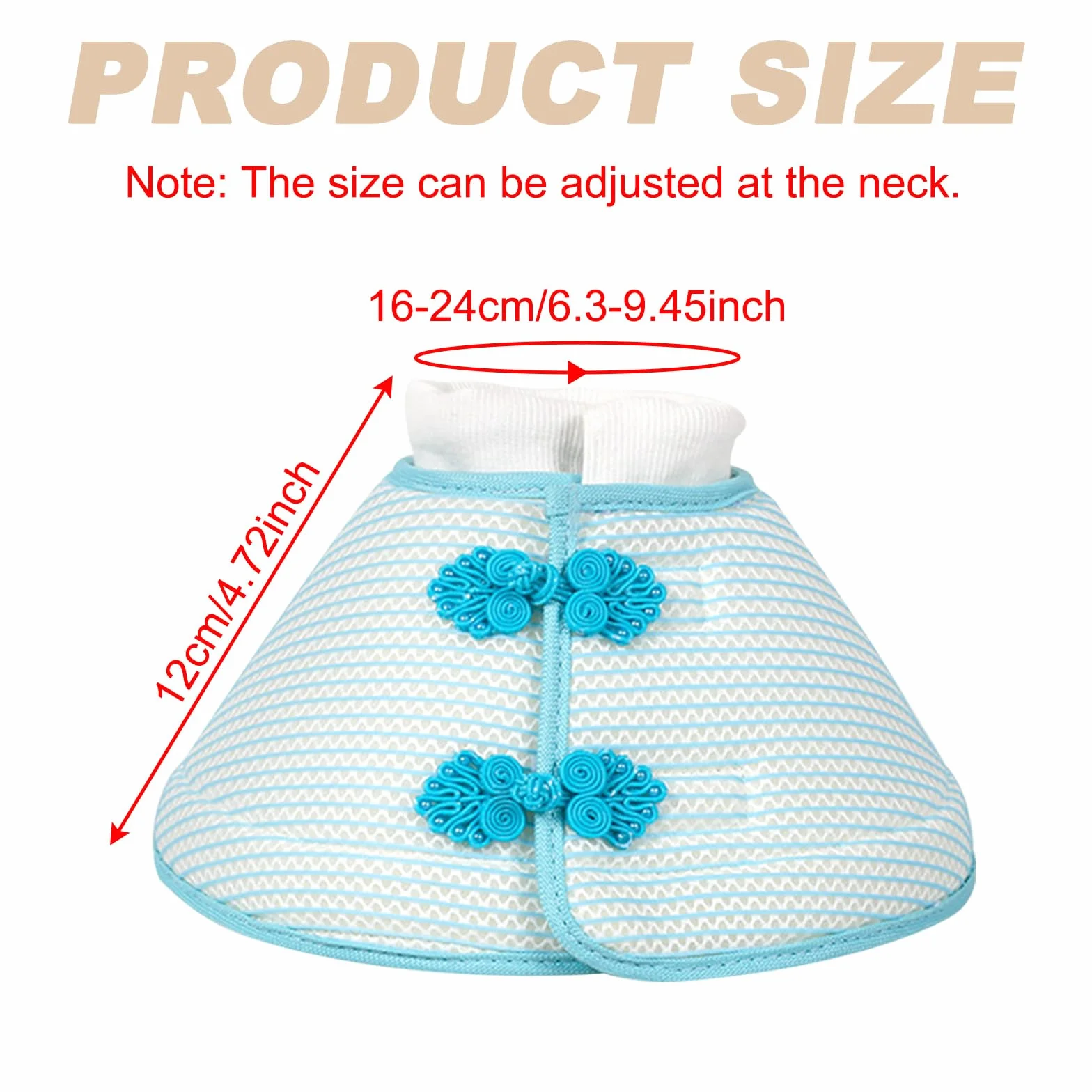 Réglable Collerette Chat Anti Lechage Après Chirurgie en Tissu Souple Léger Bleu
