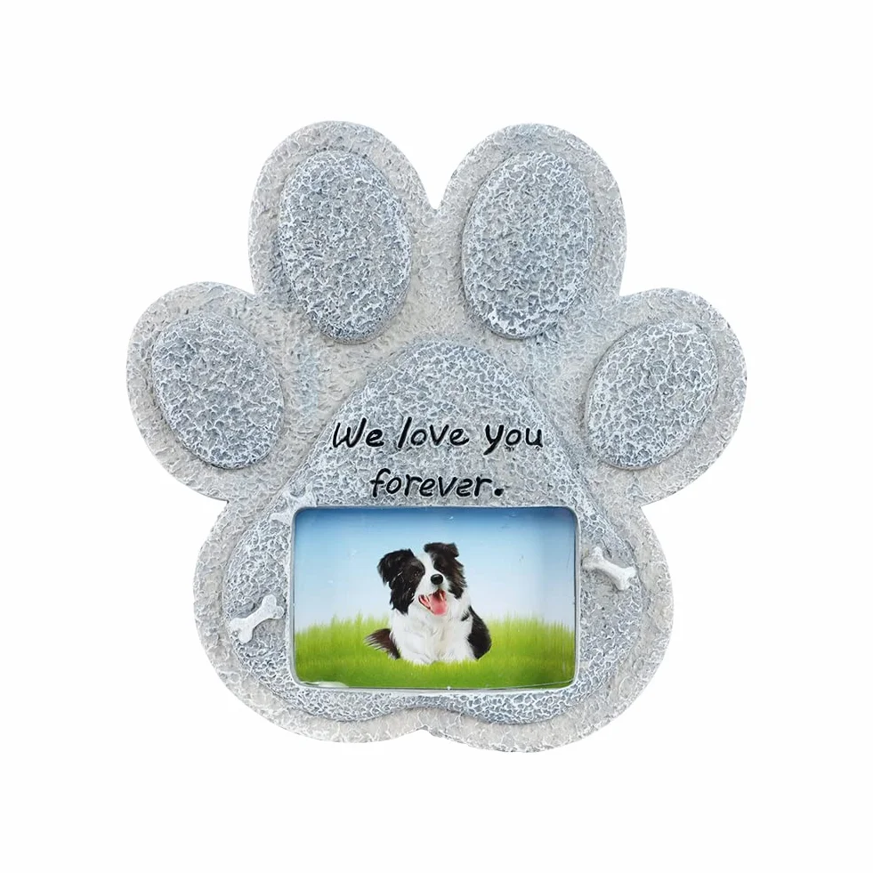 Plaque Commémorative Personnalisée pour Chien Chat en Résine avec Photo Cadeau en Forme de Patte