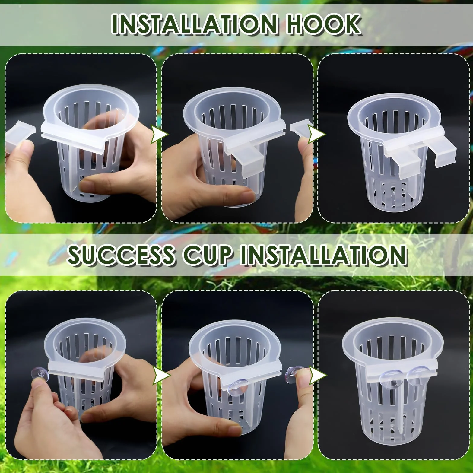 Support de plantes d'aquarium avec ventouses, culture aquaponique et accessoires