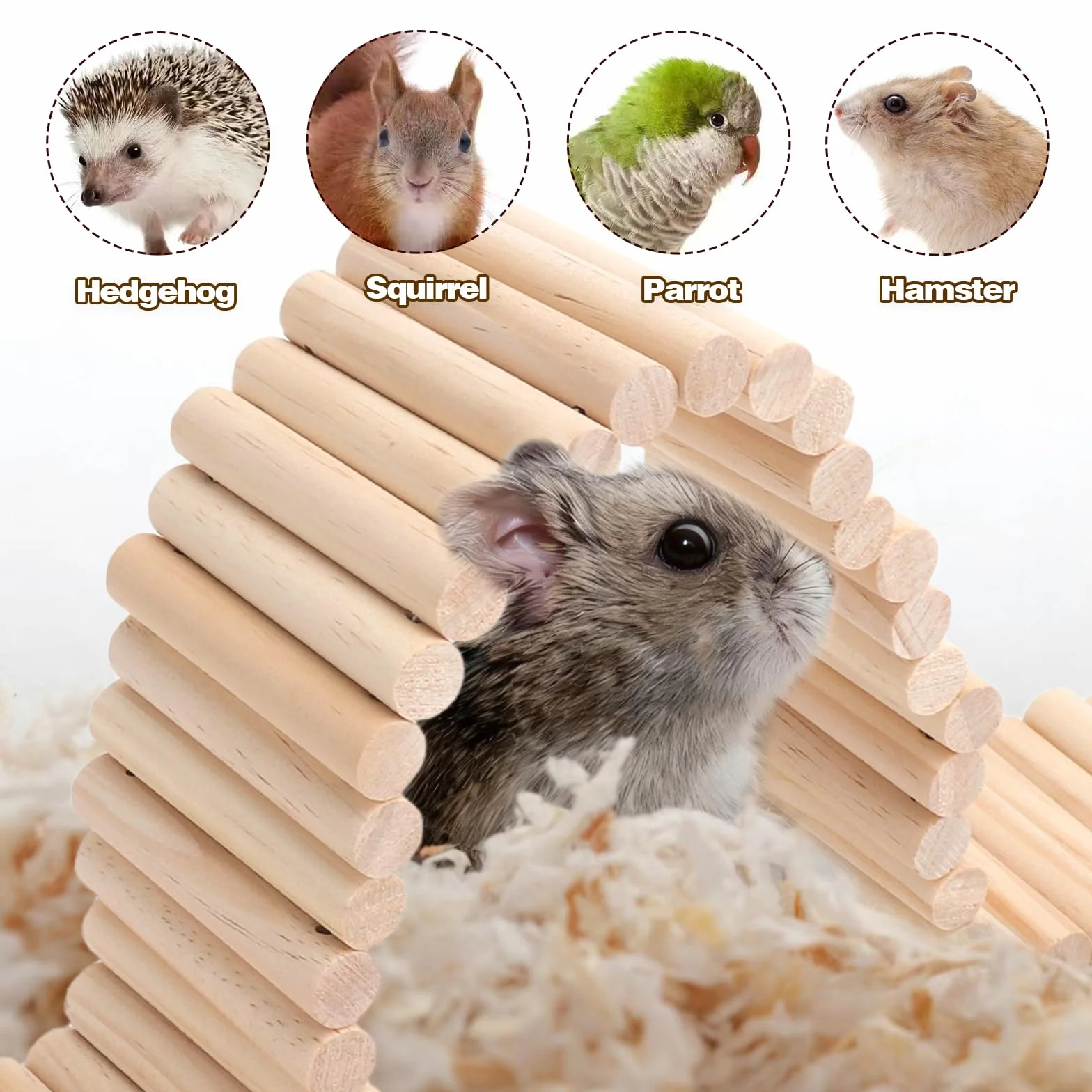 Échelle Hamster en Bois 60×8 cm Pont Escalade Suspendu Flexible pour Cage Petit Animal