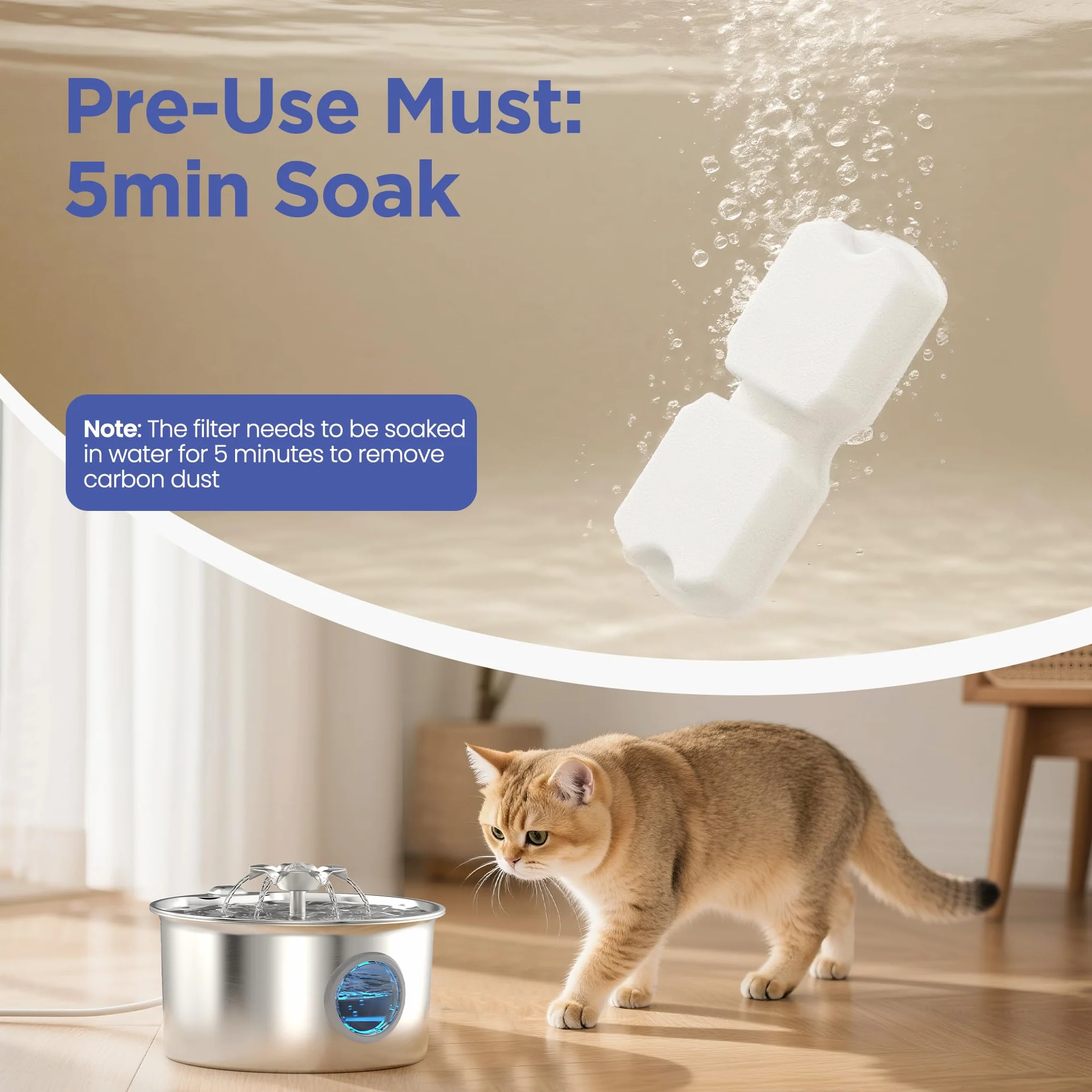 IHOUONE Filtre Fontaine à Eau pour Chat 12 Filtres Charbon et Éponges