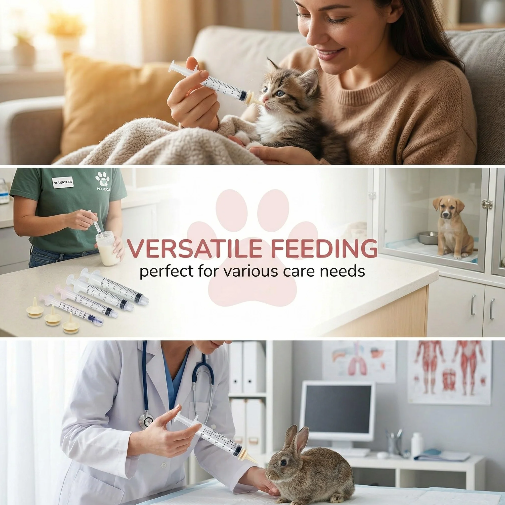 Kit de 10 Pièces pour Chatons - Mini Seringues à Tétons en Silicone Réutilisables