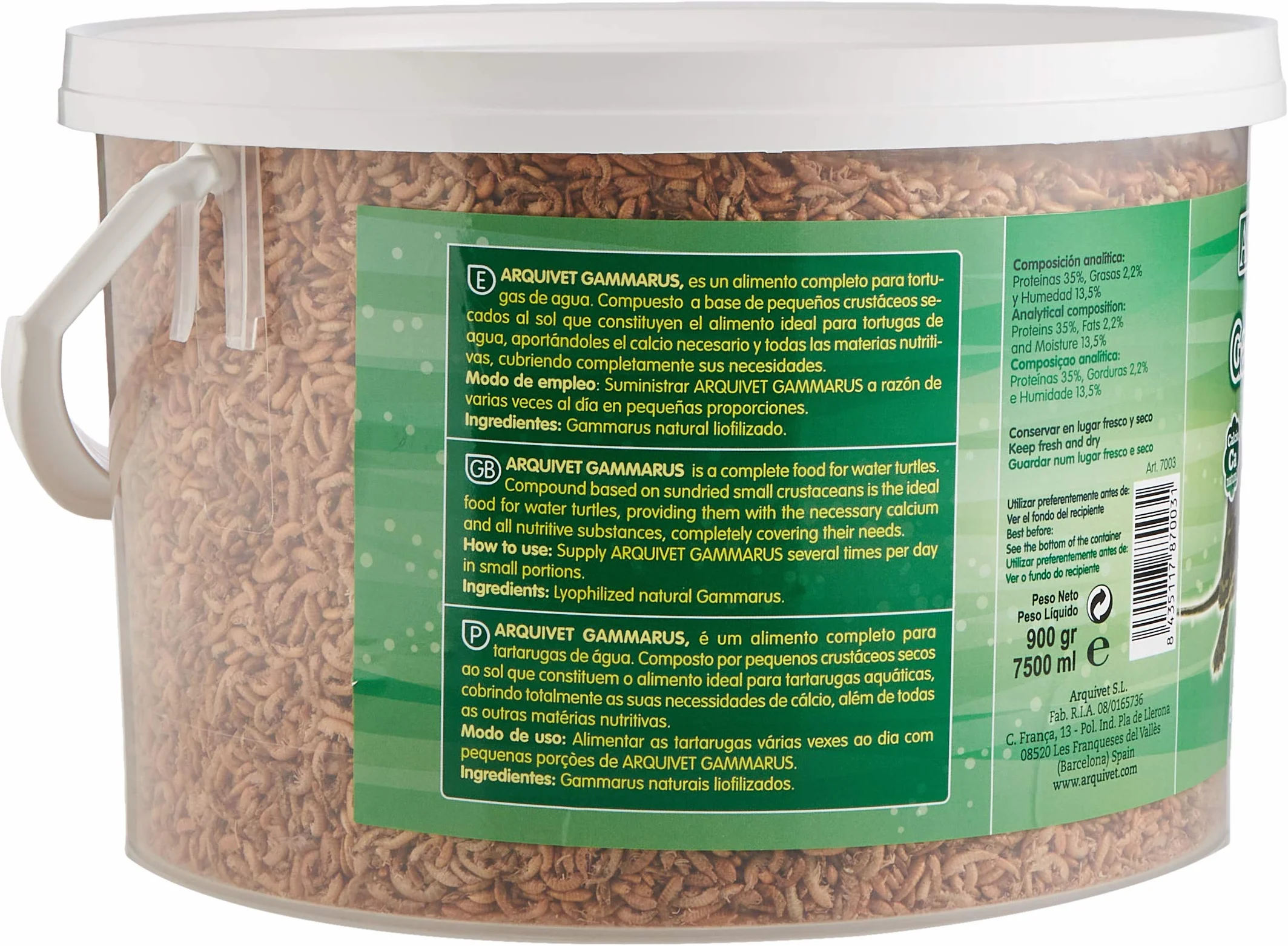 Arquivet Gammarus 7500 ml Aliments Naturels Complets pour Tortues Aquatiques Nourriture Flottante