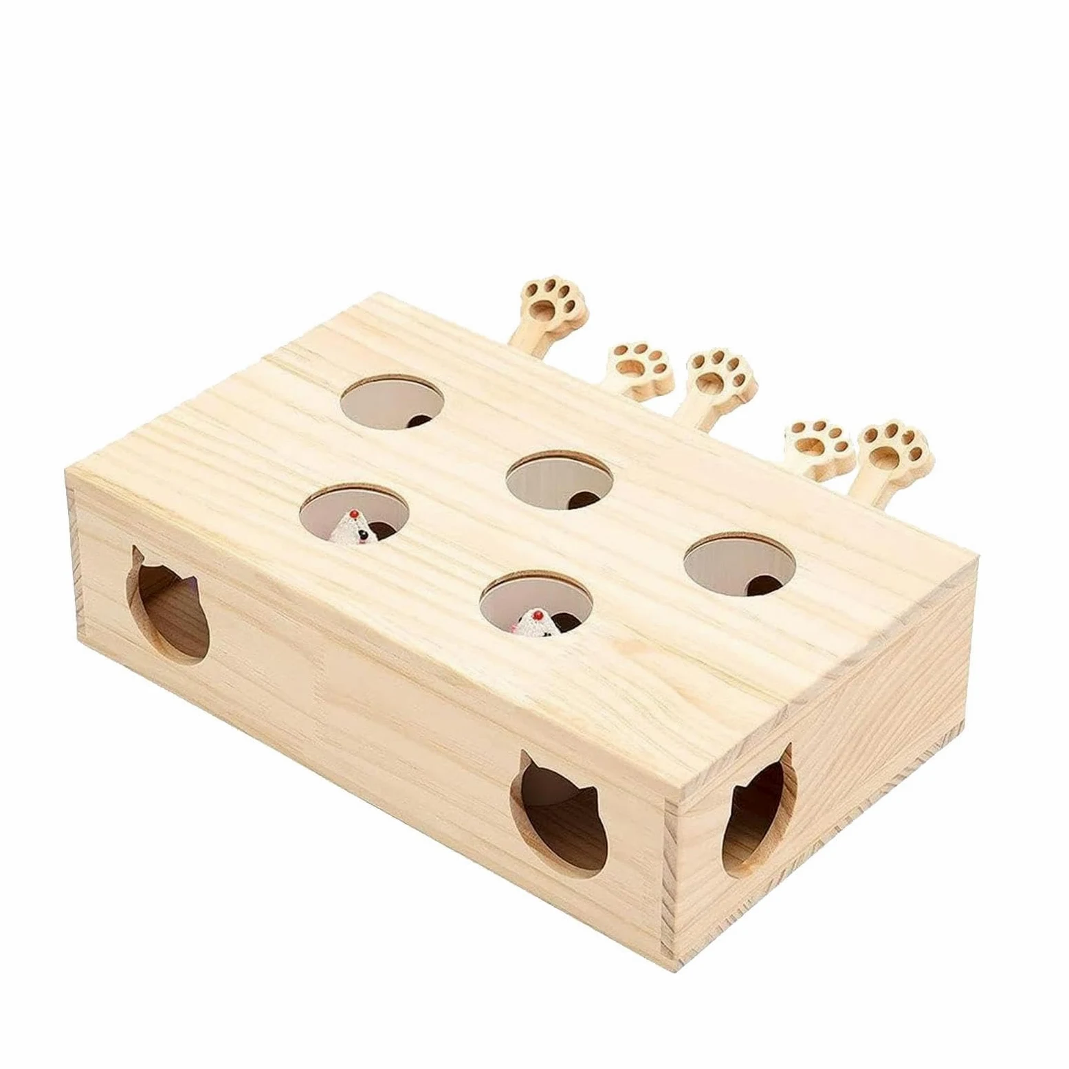 Jouet de Chasse pour Chat – Jouet Mignon pour Chaton à Cacher, Jouet pour Attraper Les Souris pour Chat | Jouet pour Chat à Cacher, Jouet Intelligent pour Chat d'intérieur | En bois pour l'exercice et le actif des chats et des chatons d'intérieur