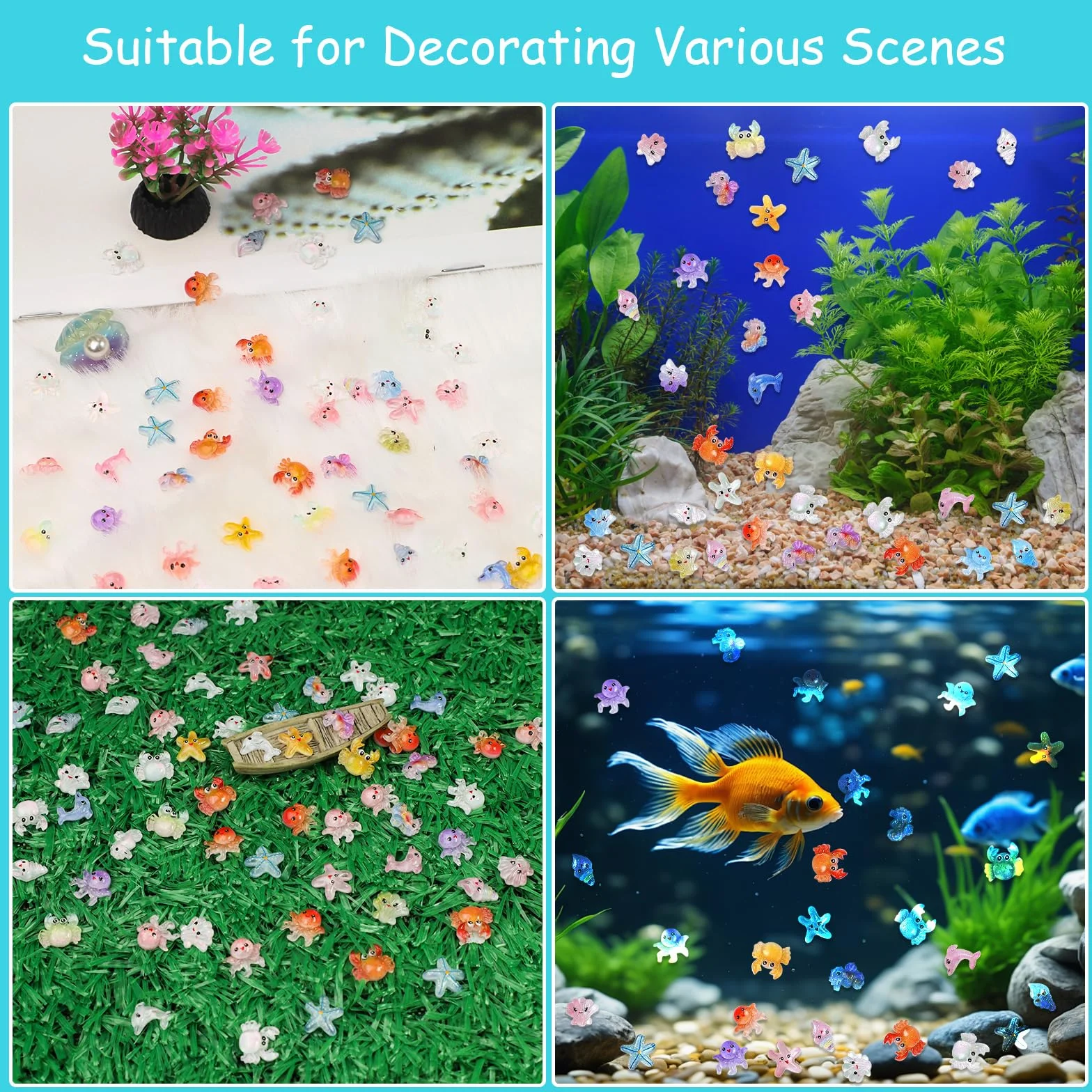 Mini Figurines Animaux Marins en Résine, 100 Pièces pour Jardins Paysagers Bonsaï Aquariums