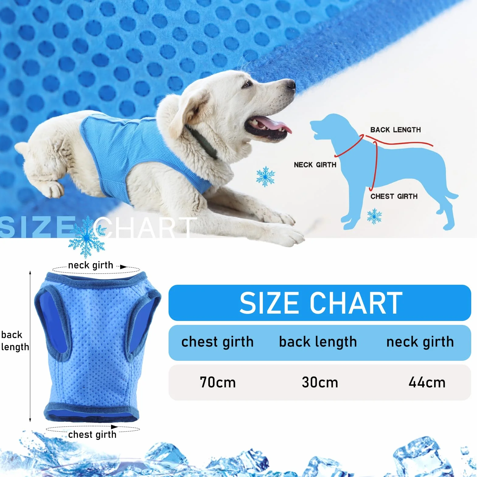 Gilet Rafraîchissant pour Chien, Veste Légère pour Animaux (M, Bleu)