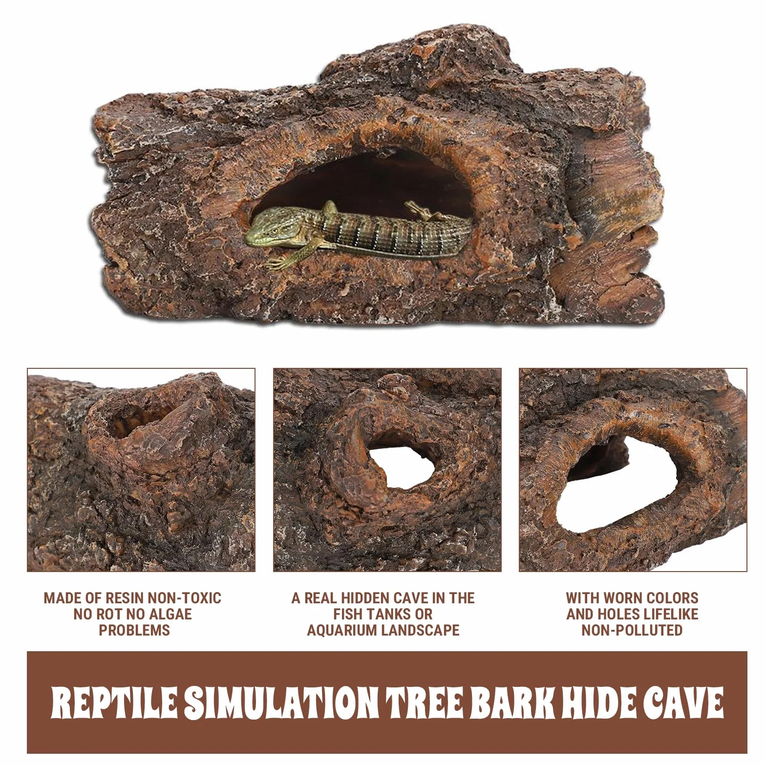 Rocher de Cachette de Reptiles, Grotte d'Amphibiens, Décoration d'Aquarium pour Lézard Scorpion