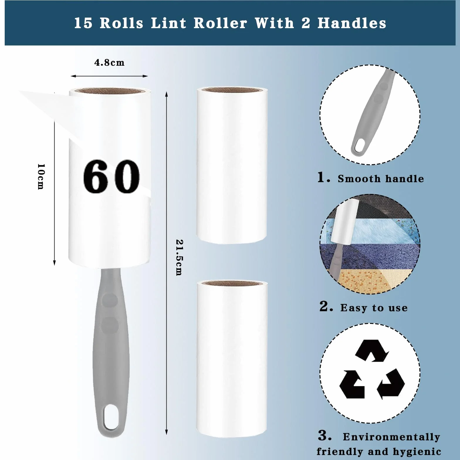 Rouleau Poils Animaux 15 Rouleaux 900 Feuilles Brosse Collante 2 Poignée Vêtements