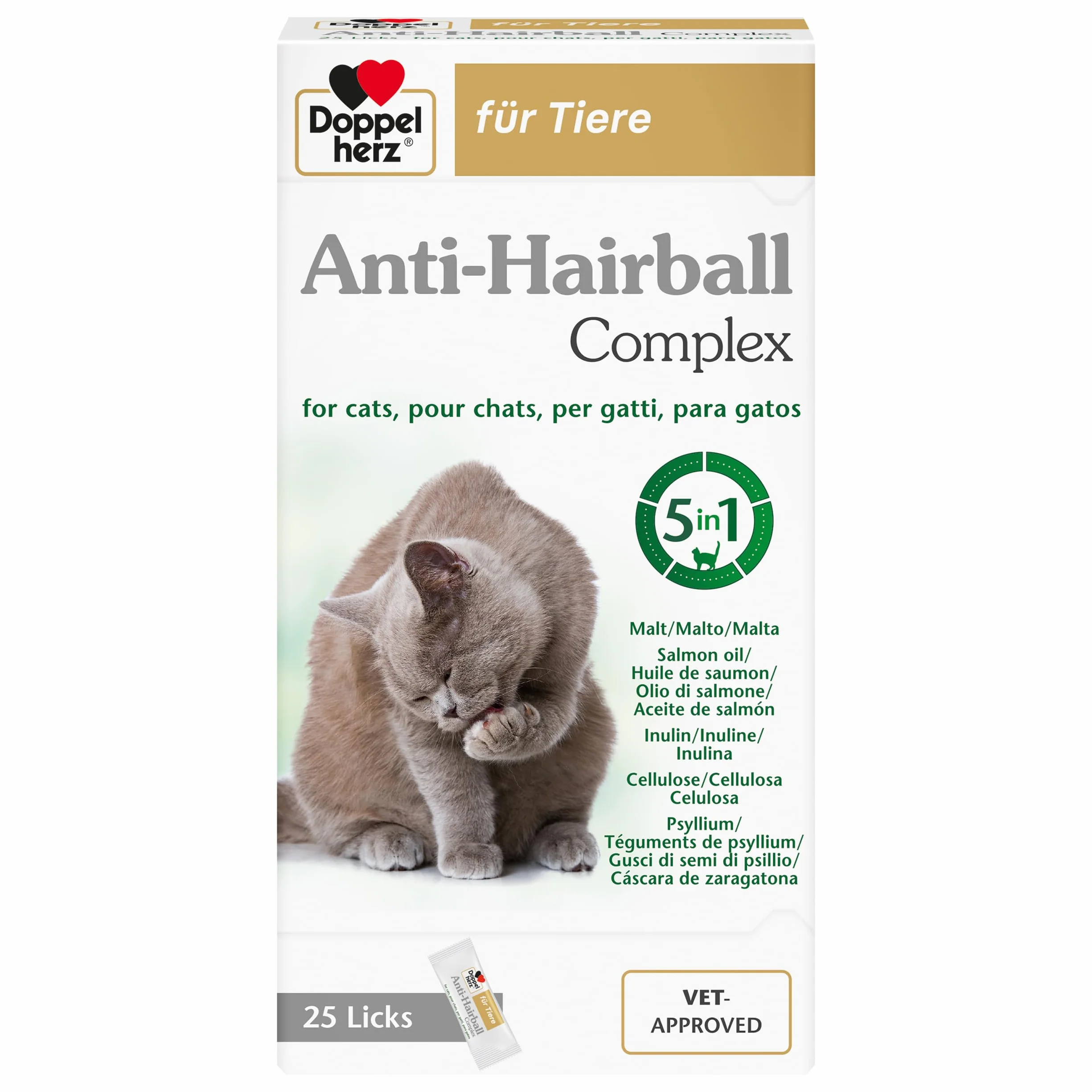 Doppelherz Anti-Hairball Complex pour Chats – 25 Licks crémeux – Facilite la Digestion des Boules de Poils