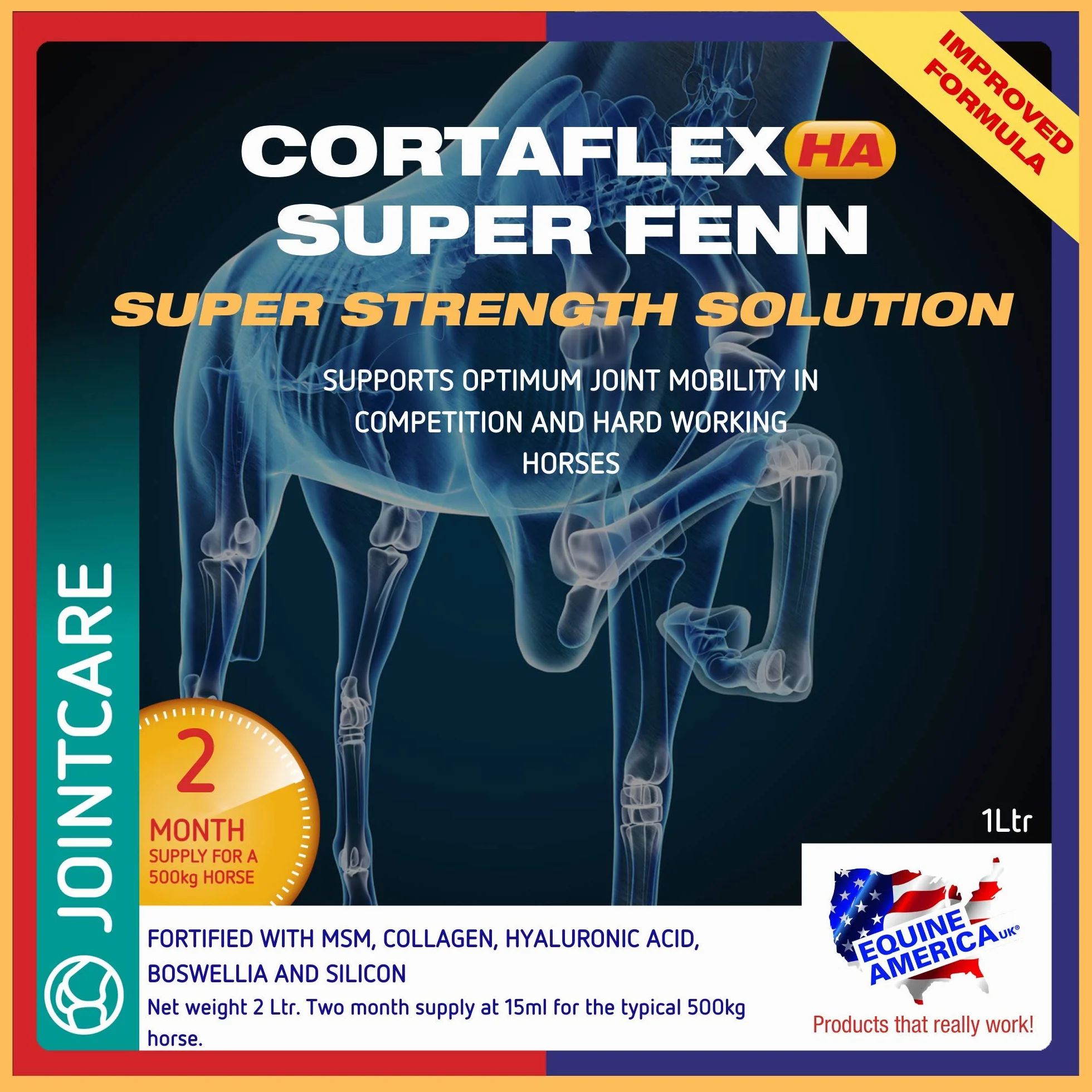 Equine America UK Cortaflex Ha Solution Super Fenn 1L Supplément Soins Articulations Cheval