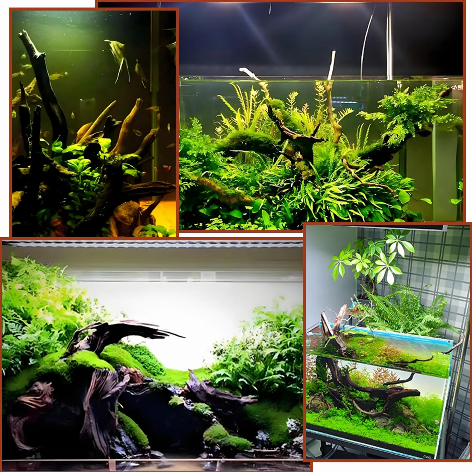 Aquarium Décoration Bois Flotté Branche Décorative Racine Flottant 4 Pièces