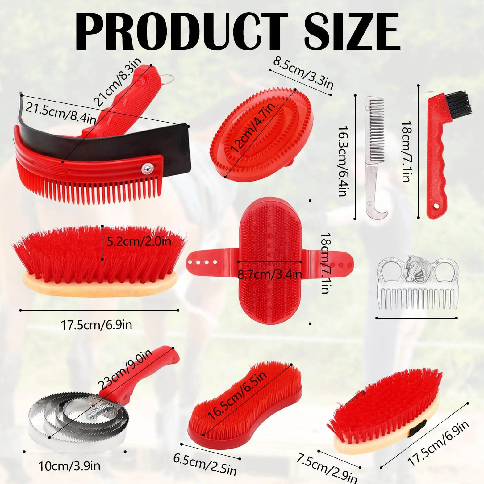 Brosses Pour Chevaux 10 Pièces Ensemble De Soins De Toilettage Nettoyage Brosse Équestre Accessoires Massage