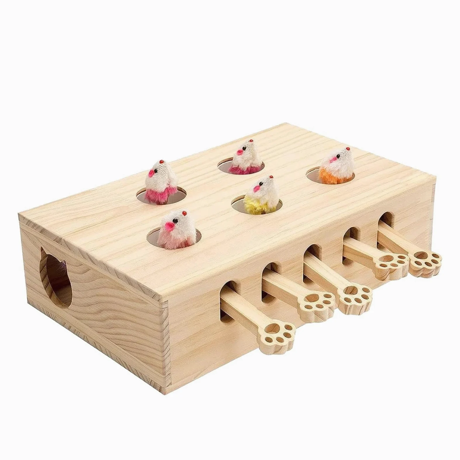 Jouet de Chasse pour Chat et Souris - Boîte de Jeu Interactive en Bois - Jeu d'entraînement de Chasse simulé - Jouet d'exercice pour Chaton - Divertissement d'intérieur pour Salon et Chambre à | chasse simulée pop interactive pour cherche trouve exercice