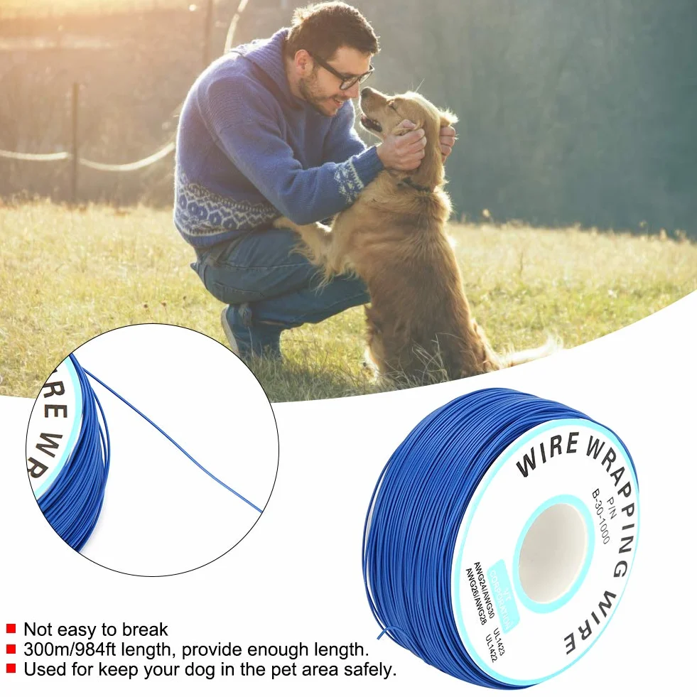 Fil de clôture électrique pour Animaux de Compagnie 300 m/984ft Chien