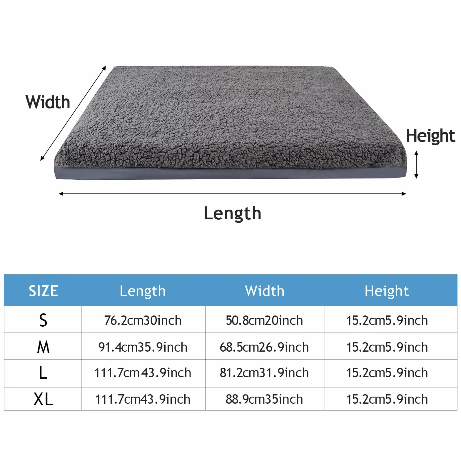 Housse de Rechange pour Lit de Chien Lavable Imperméable Peluche Douce Housse de Matelas Animaux