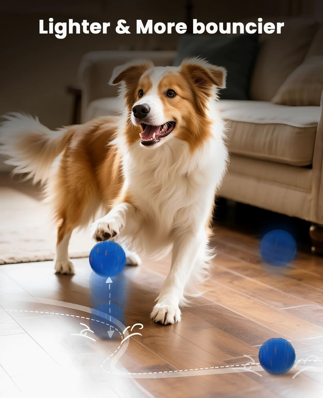 Xeuch Balles interactives intelligentes pour chien, balle rebondissante à mouvement automatique, matériau E-TPU, jouet rotatif activé par le mouvement pour chiens, chiots, jouets d'enrichissement et