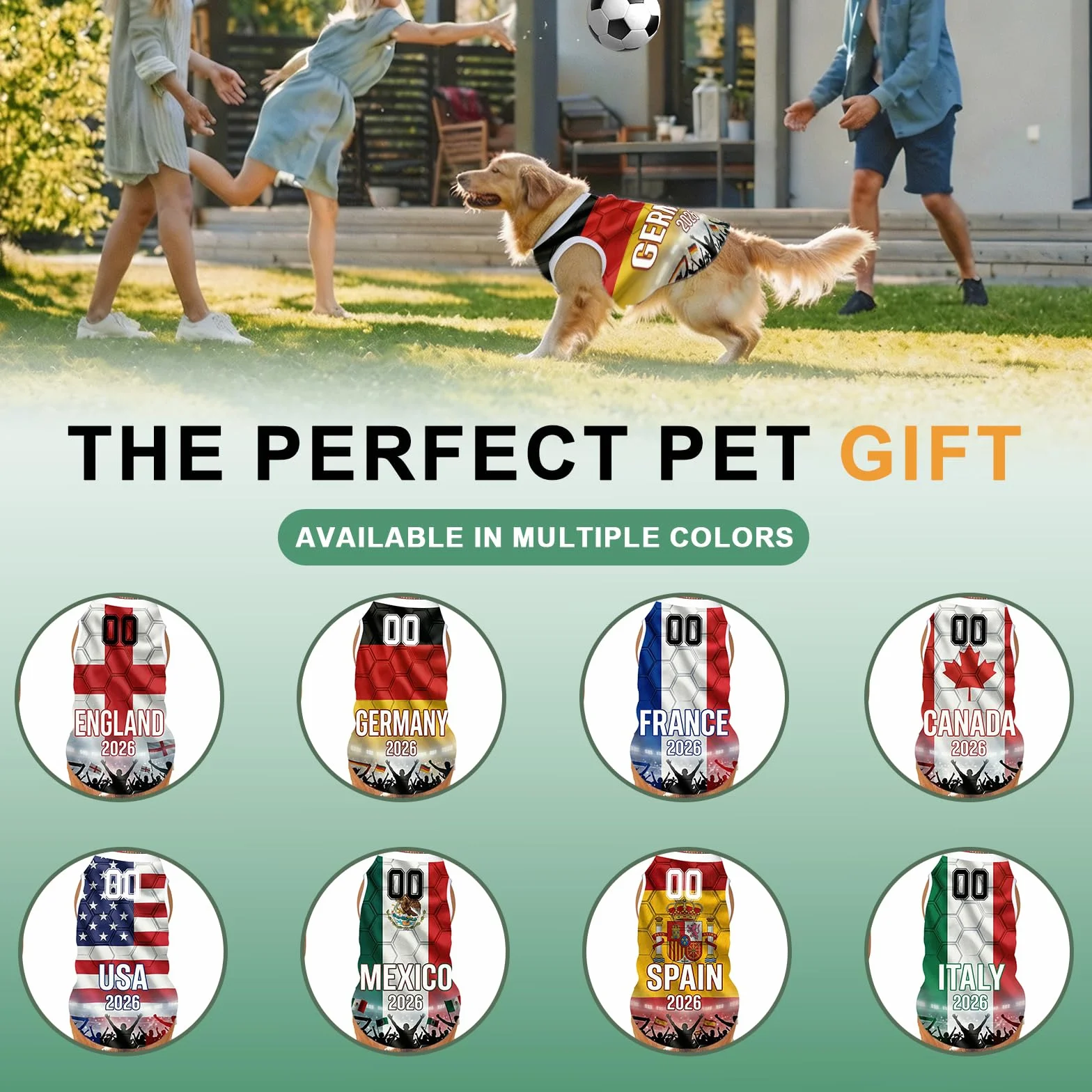 Maillot de Foot sans Manches Personnalisé pour Chien, avec Nom et Numéro, Vêtement de Sport pour Petit Moyen Grand Chien, Tenue Supporter Coupe du Monde 2026 (Style A)