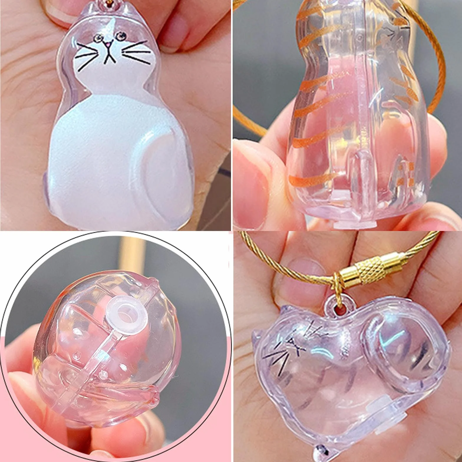 Porte-Clés en Acrylique Transparent pour Poils de Chat, Souvenir Fourrure Animaux